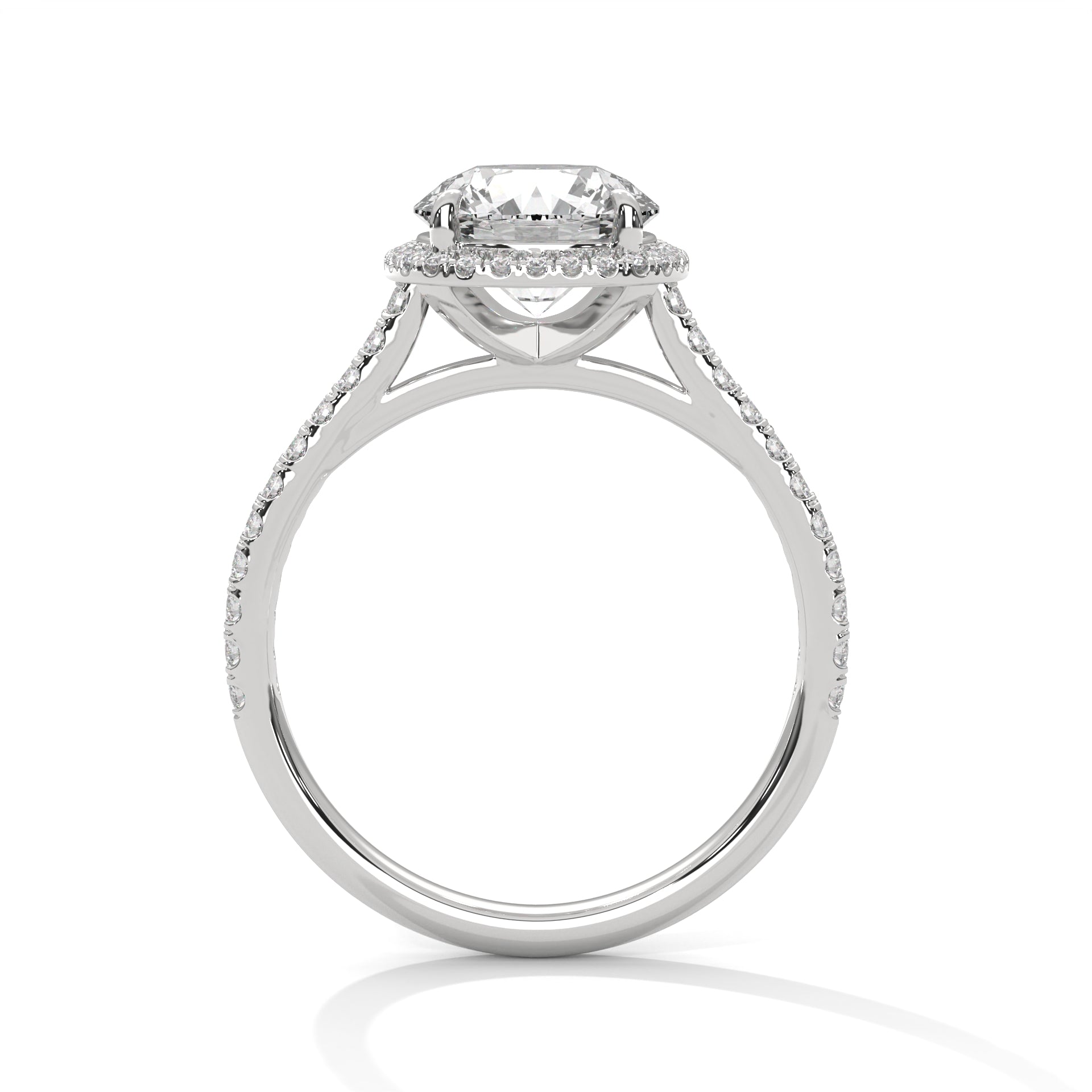2.00 ct Round Center Cushion Frame Ring 2ct White Gold