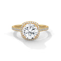 2.00 ct Round Center Cushion Frame Ring 2ct Yellow Gold