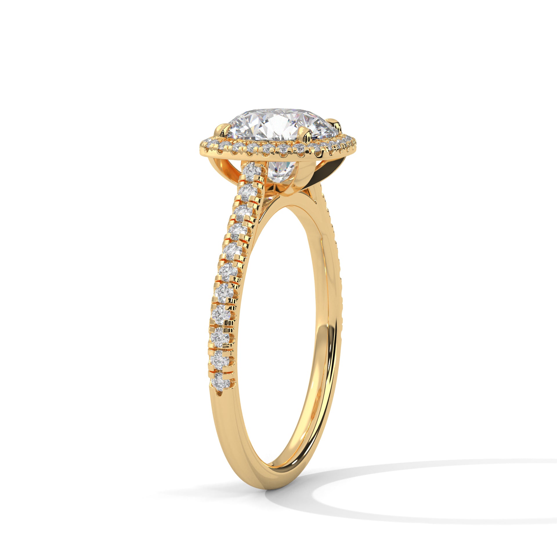 2.00 ct Round Center Cushion Frame Ring 2ct Yellow Gold