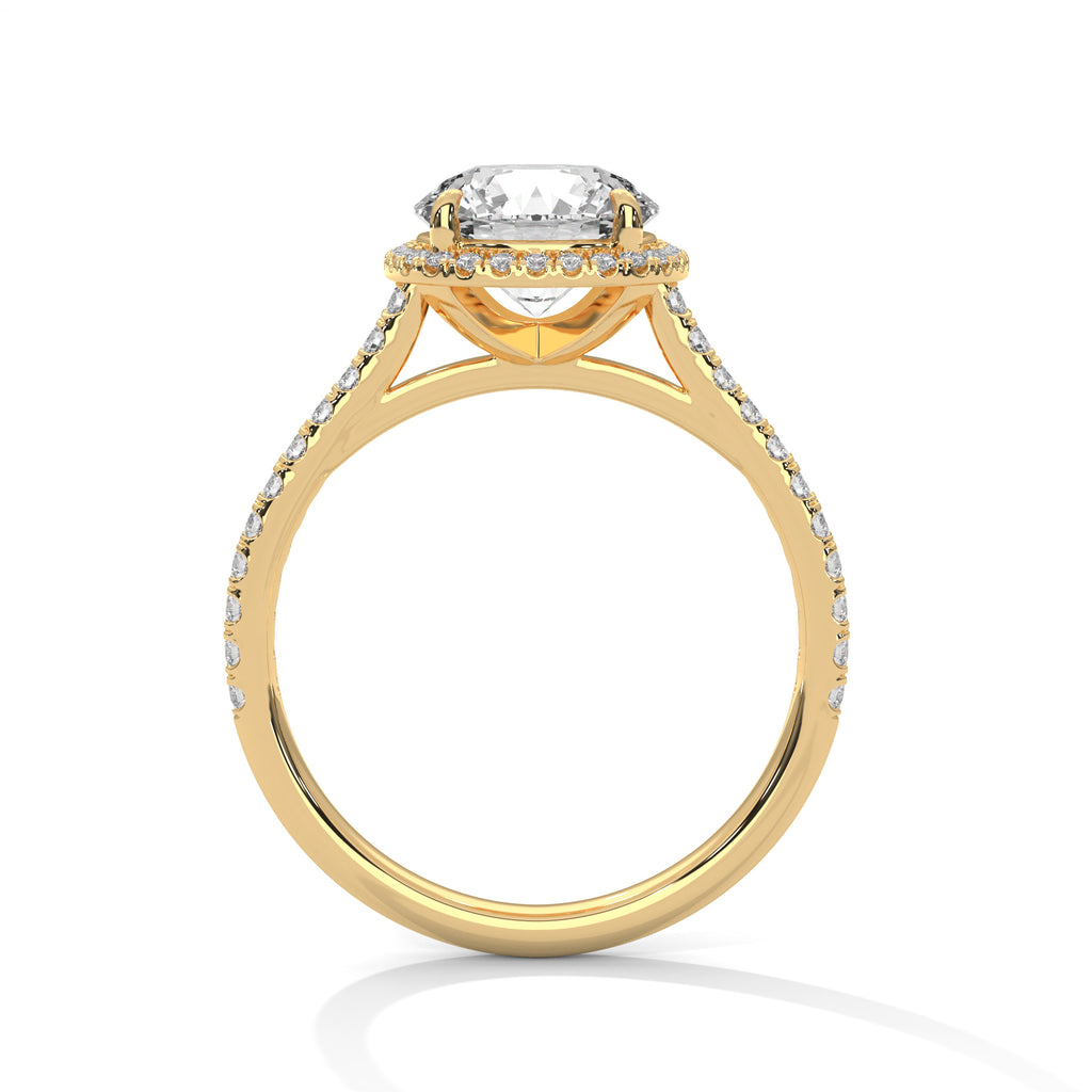 2.00 ct Round Center Cushion Frame Ring 2ct Yellow Gold