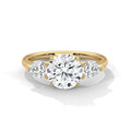2.00 ct Round Center with Pear Side Stones Ring 2ct Yellow Gold