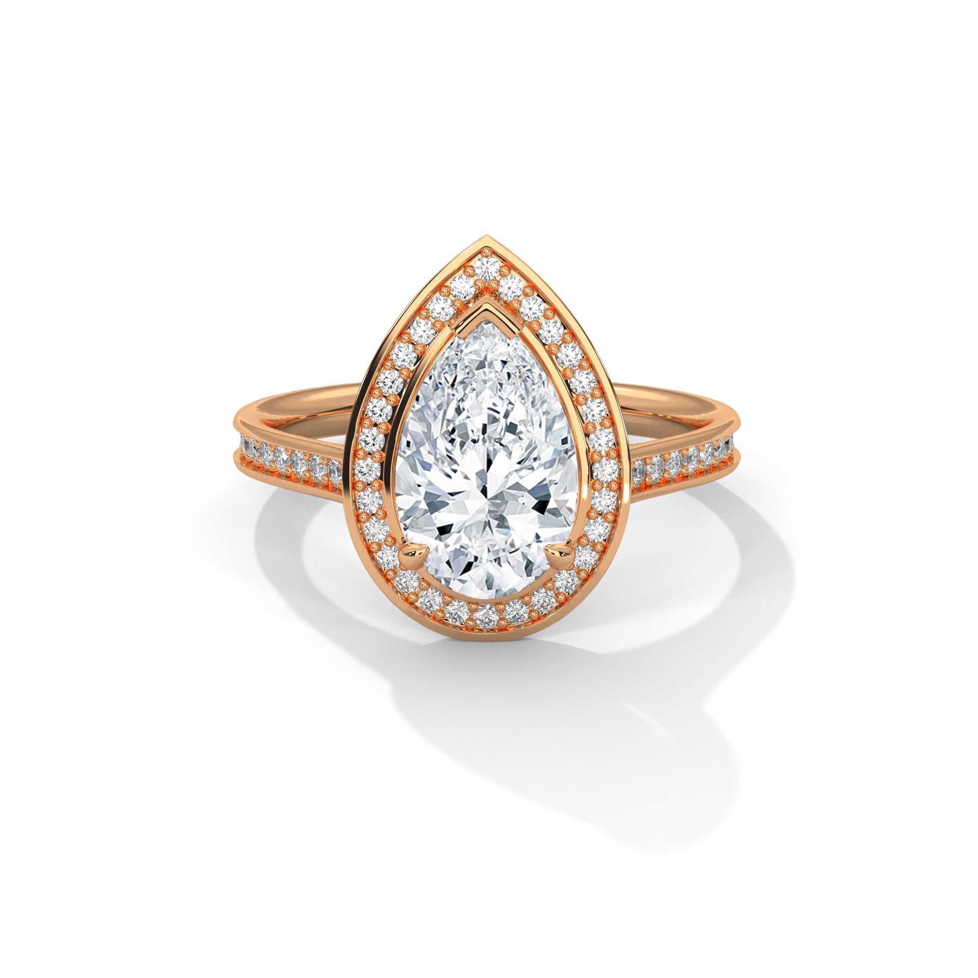 2.00 ct Teardrop Halo Engagement Ring 2ct Rose Gold