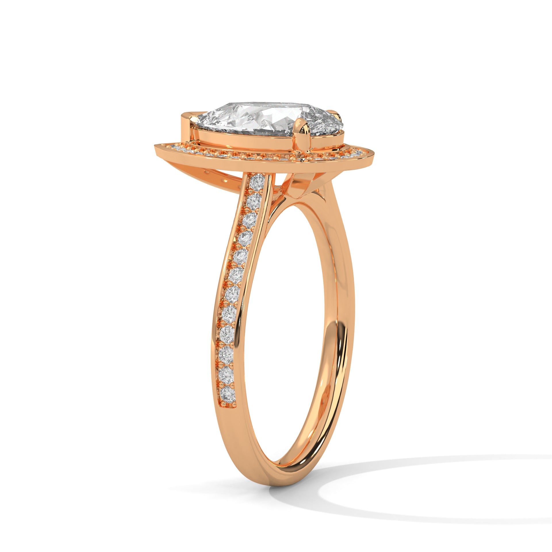2.00 ct Teardrop Halo Engagement Ring 2ct Rose Gold
