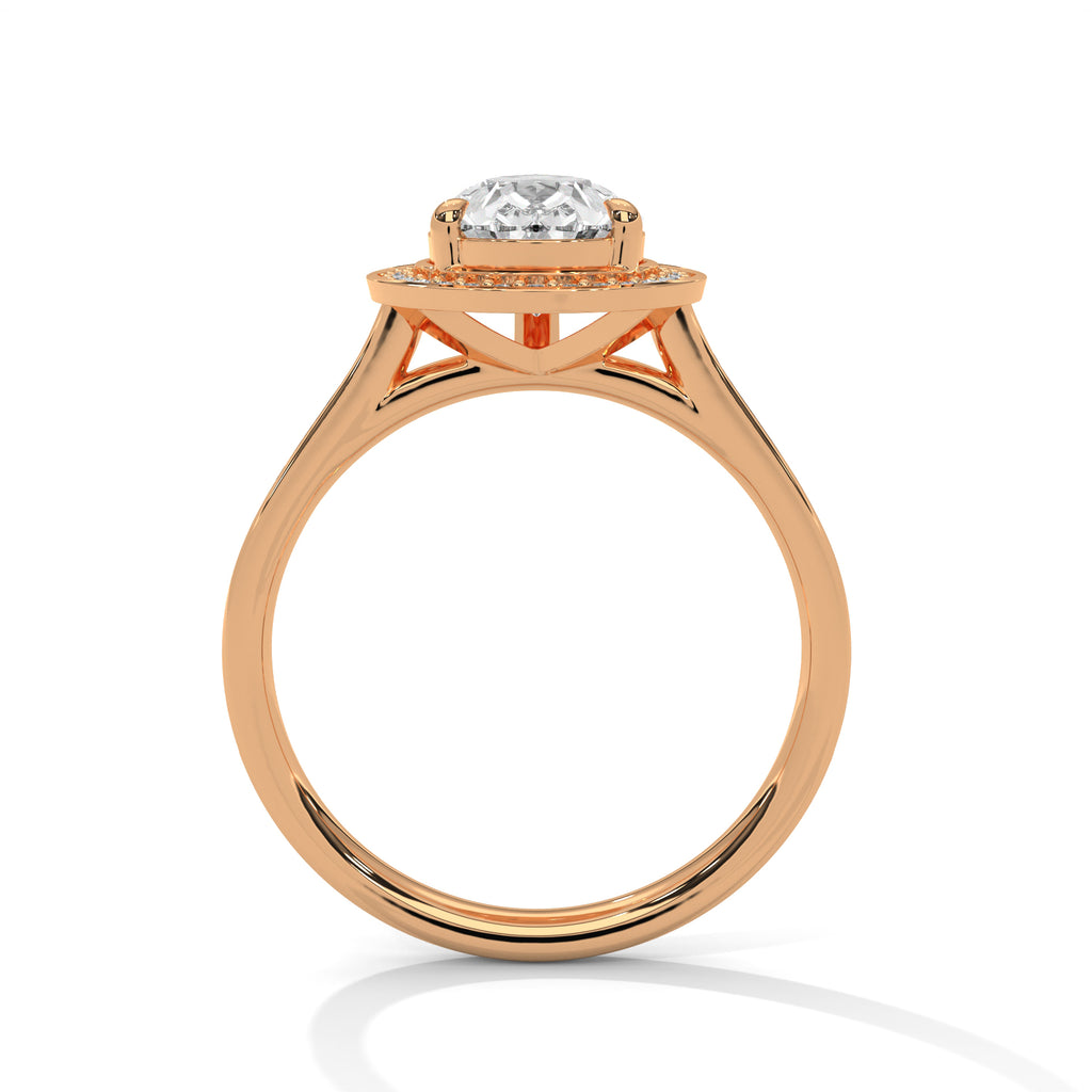 2.00 ct Teardrop Halo Engagement Ring 2ct Rose Gold
