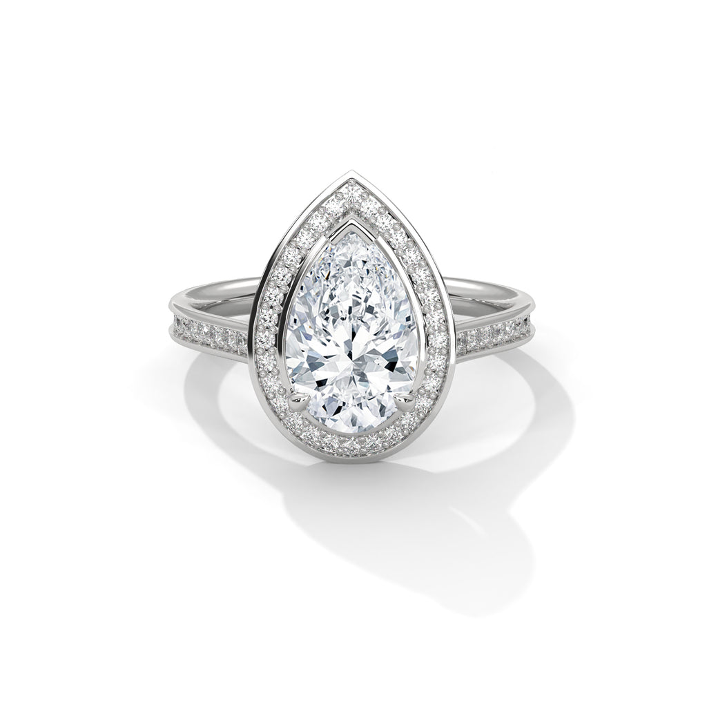 2.00 ct Teardrop Halo Engagement Ring 2ct White Gold