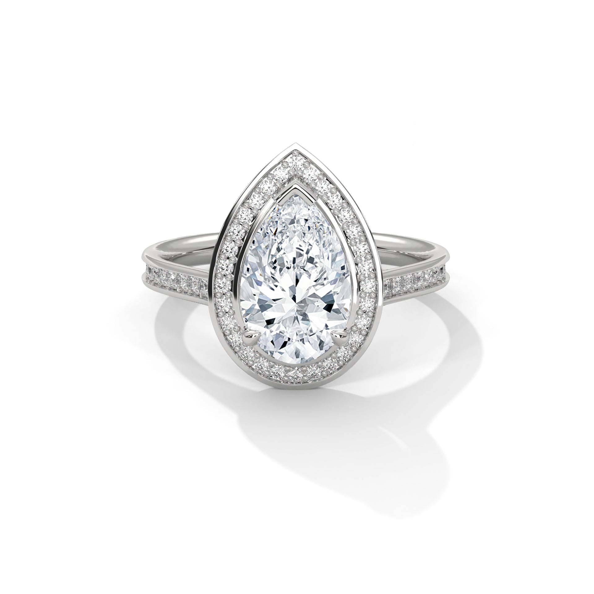 2.00 ct Teardrop Halo Engagement Ring 2ct White Gold