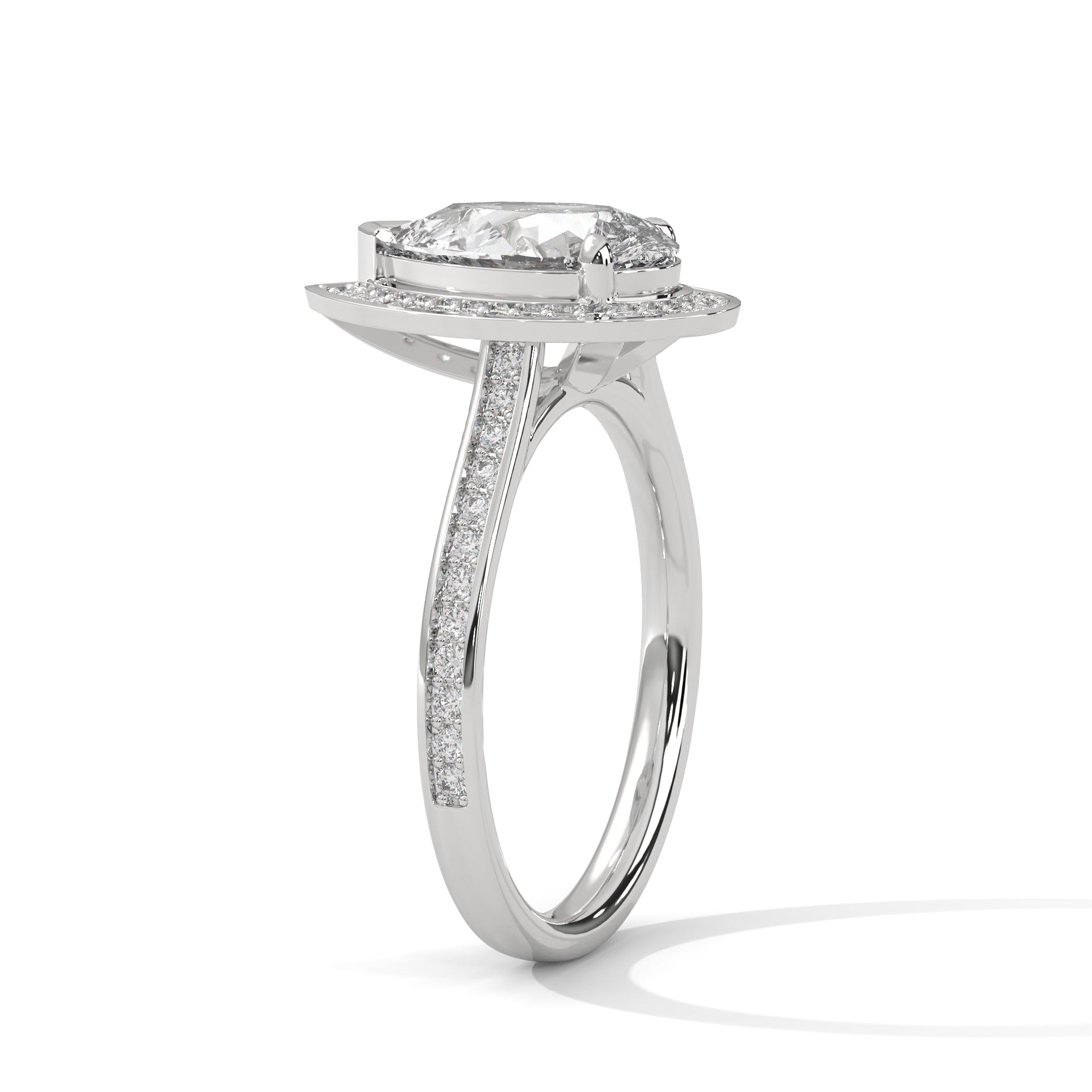 2.00 ct Teardrop Halo Engagement Ring 2ct White Gold