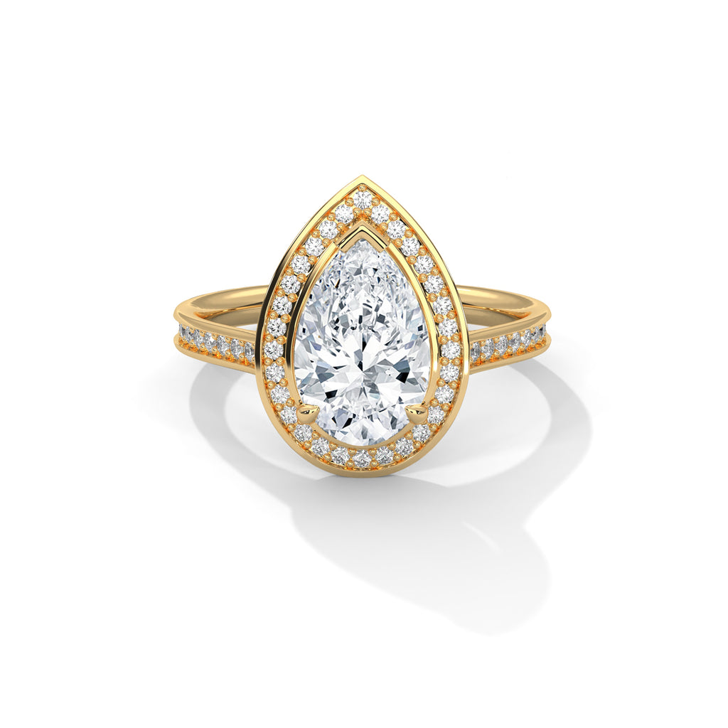 2.00 ct Teardrop Halo Engagement Ring 2ct Yellow Gold