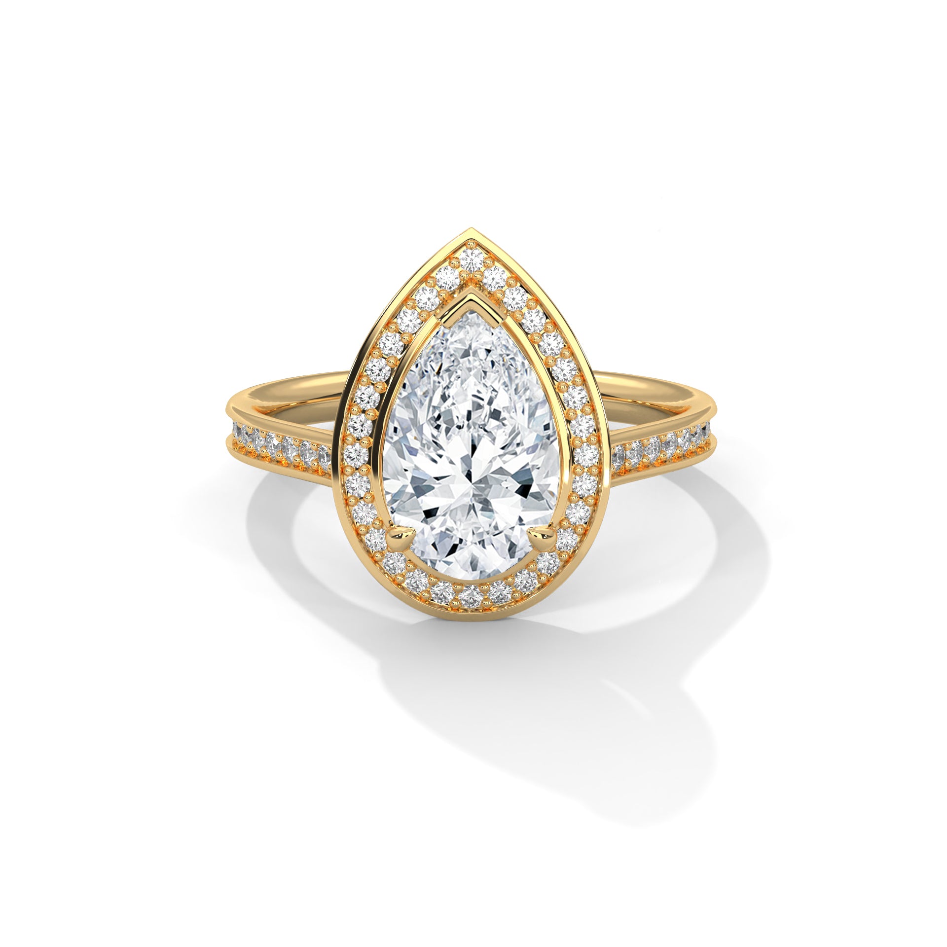 2.00 ct Teardrop Halo Engagement Ring 2ct Yellow Gold