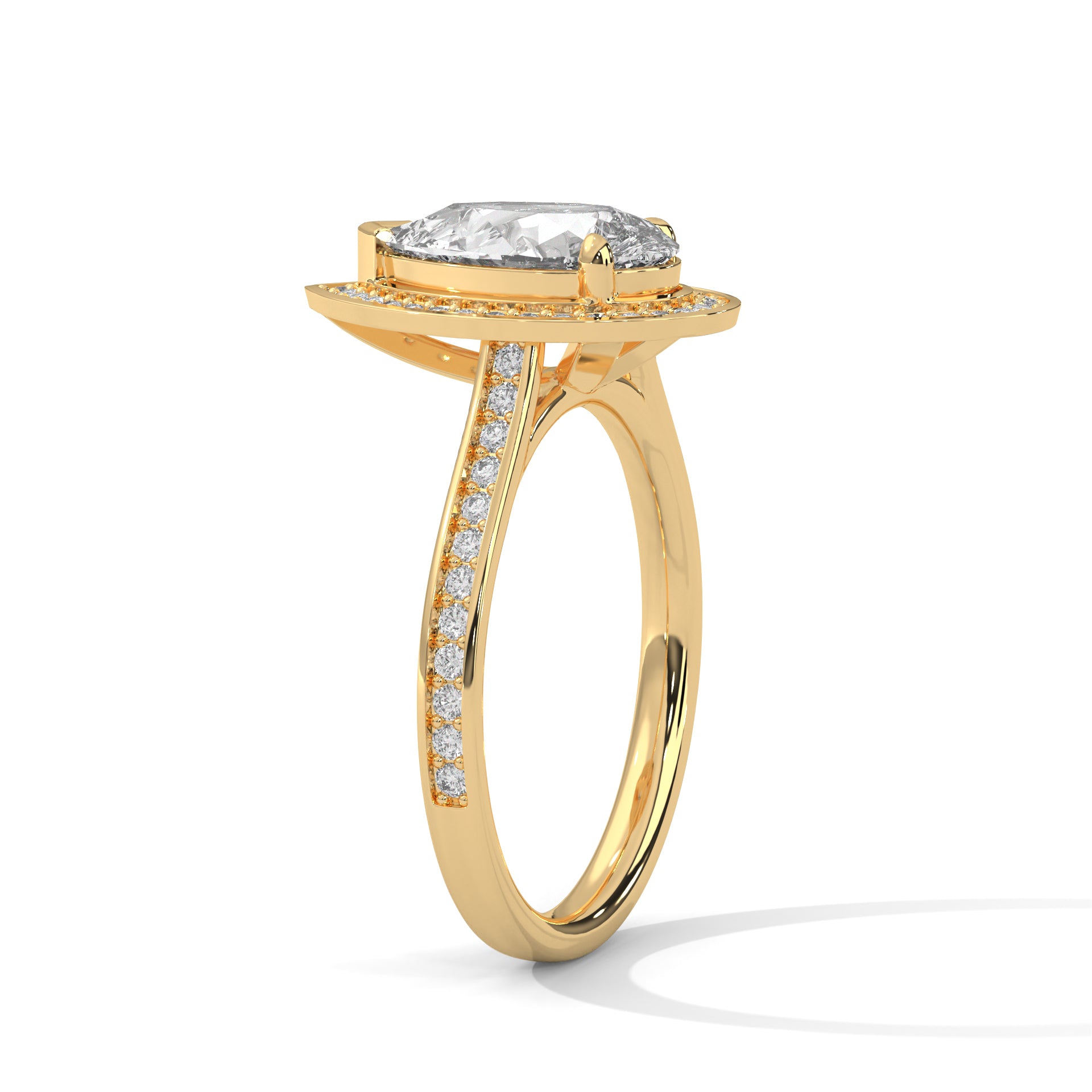 2.00 ct Teardrop Halo Engagement Ring 2ct Yellow Gold