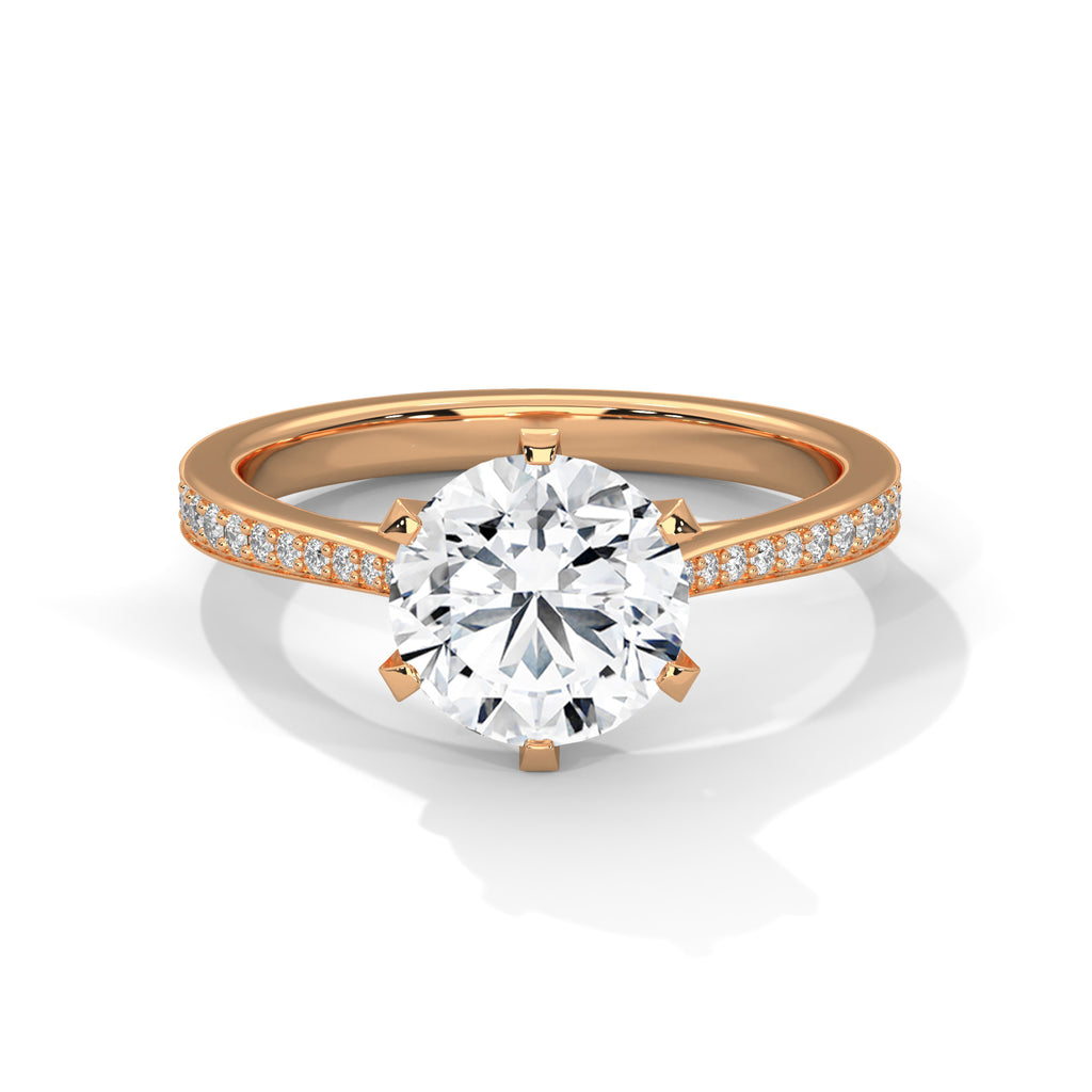 2.00 ct Round Solitaire with Pavé Band 2ct Rose Gold