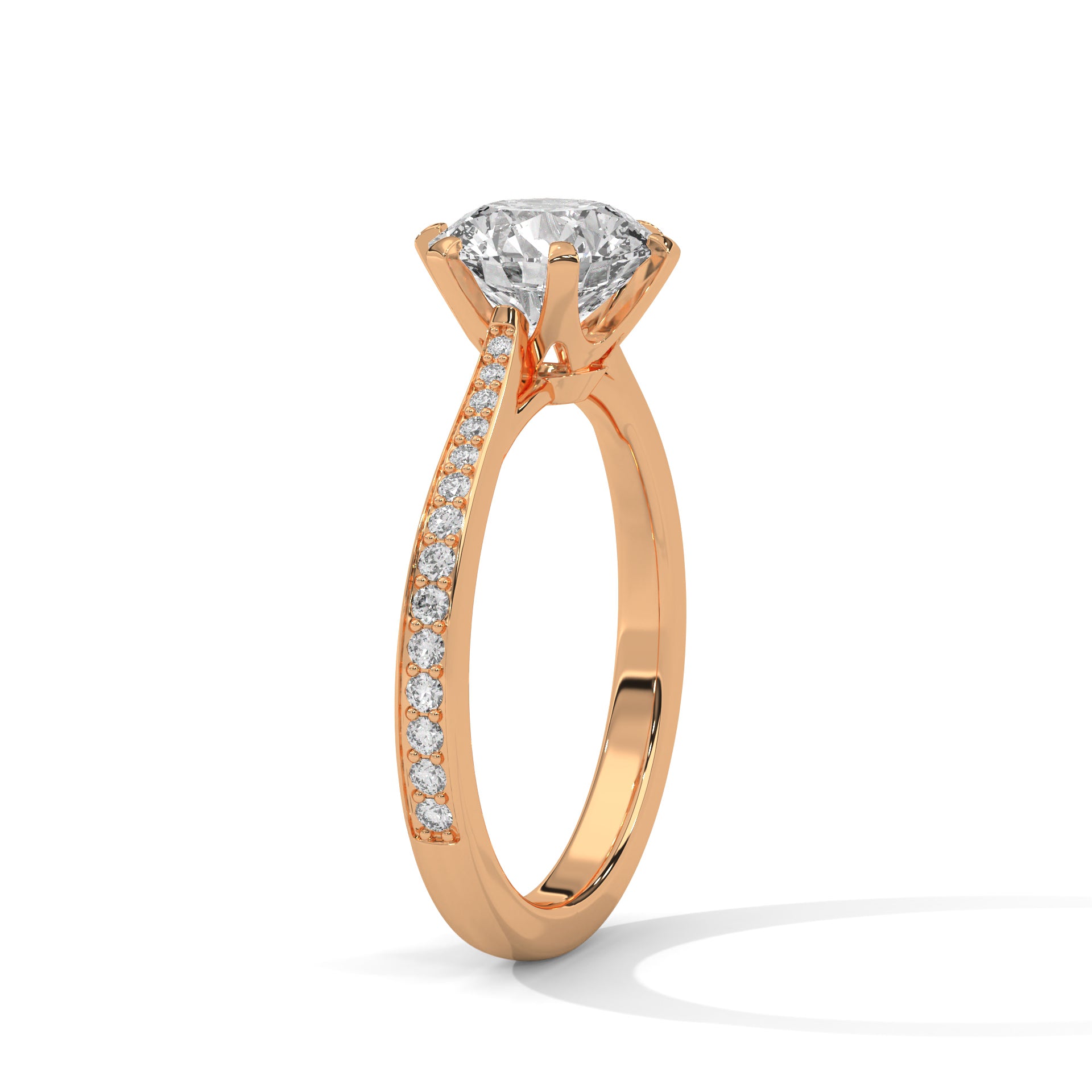 2.00 ct Round Solitaire with Pavé Band 2ct Rose Gold
