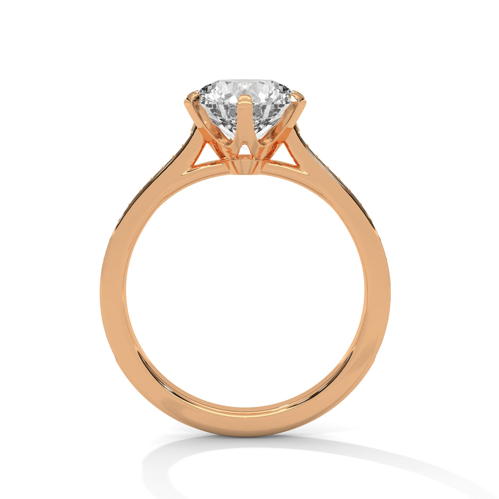 2.00 ct Round Solitaire with Pavé Band 2ct Rose Gold