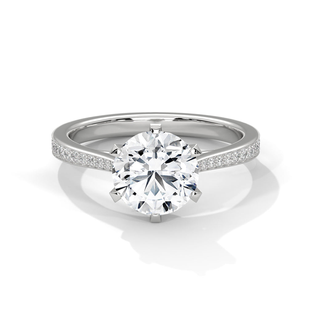2.00 ct Round Solitaire with Pavé Band 2ct White Gold