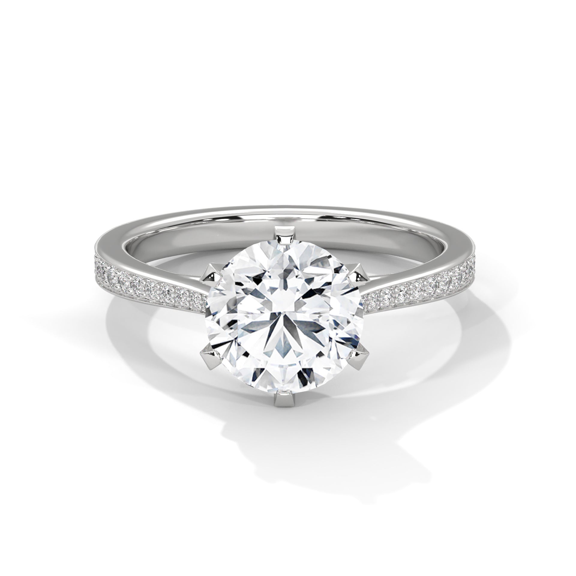 2.00 ct Round Solitaire with Pavé Band 2ct White Gold