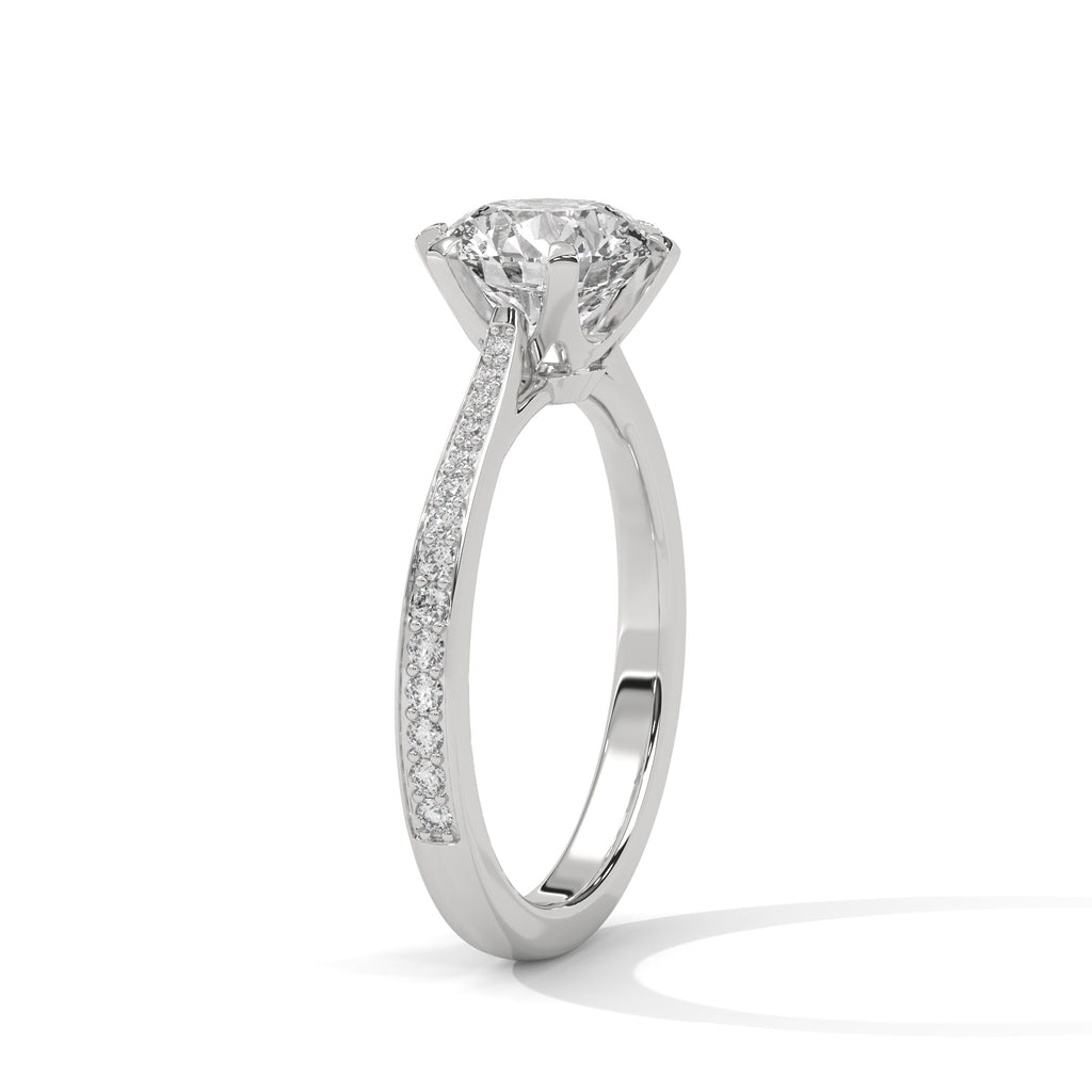 2.00 ct Round Solitaire with Pavé Band 2ct White Gold