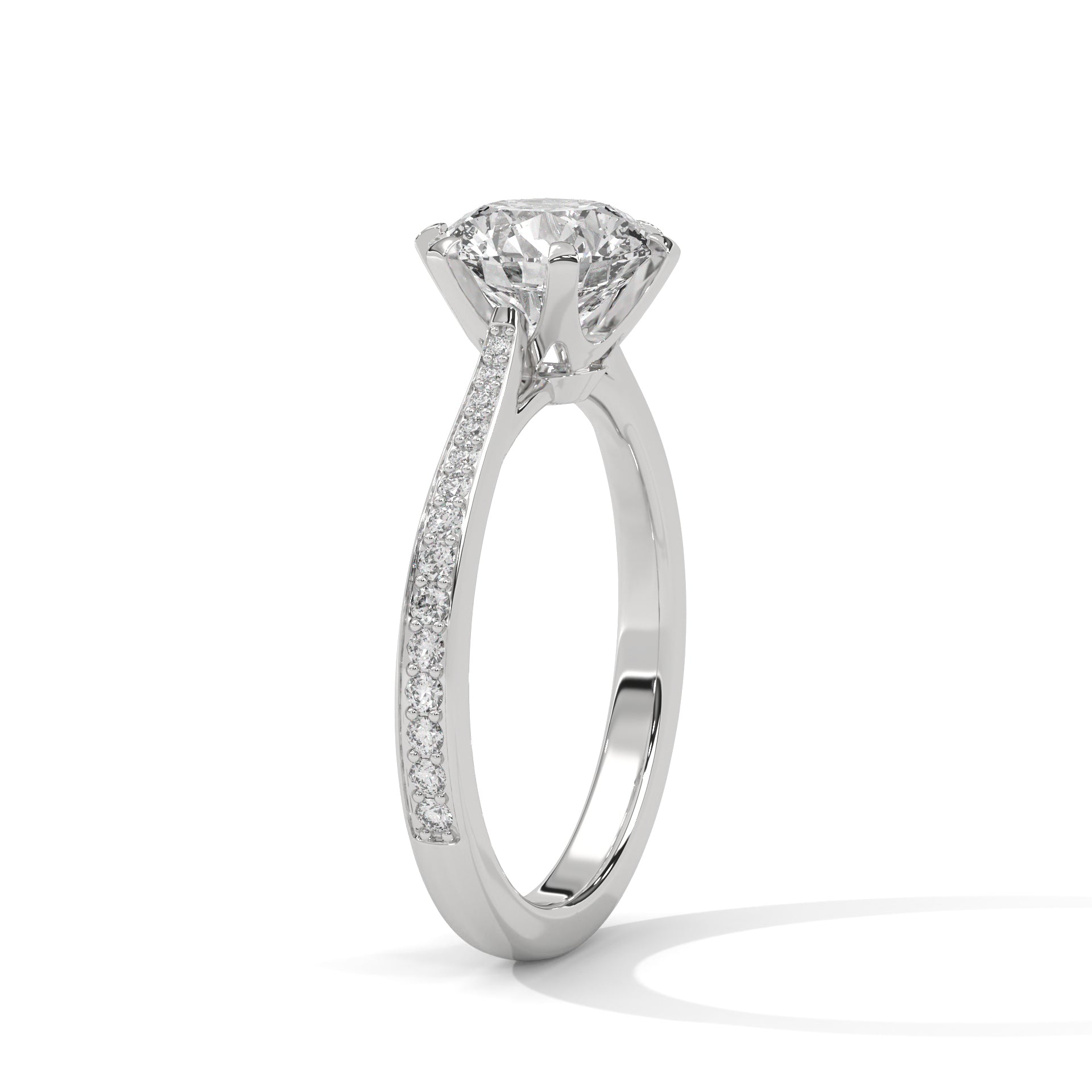 2.00 ct Round Solitaire with Pavé Band 2ct White Gold