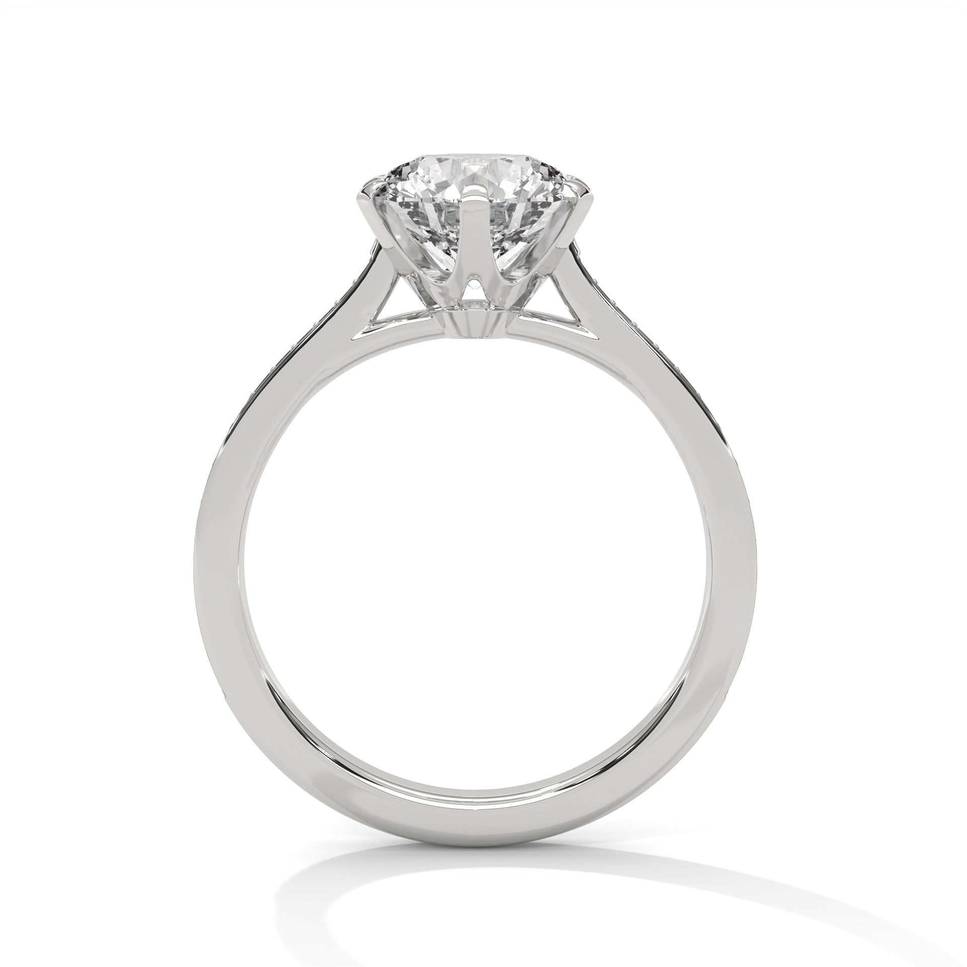 2.00 ct Round Solitaire with Pavé Band 2ct White Gold