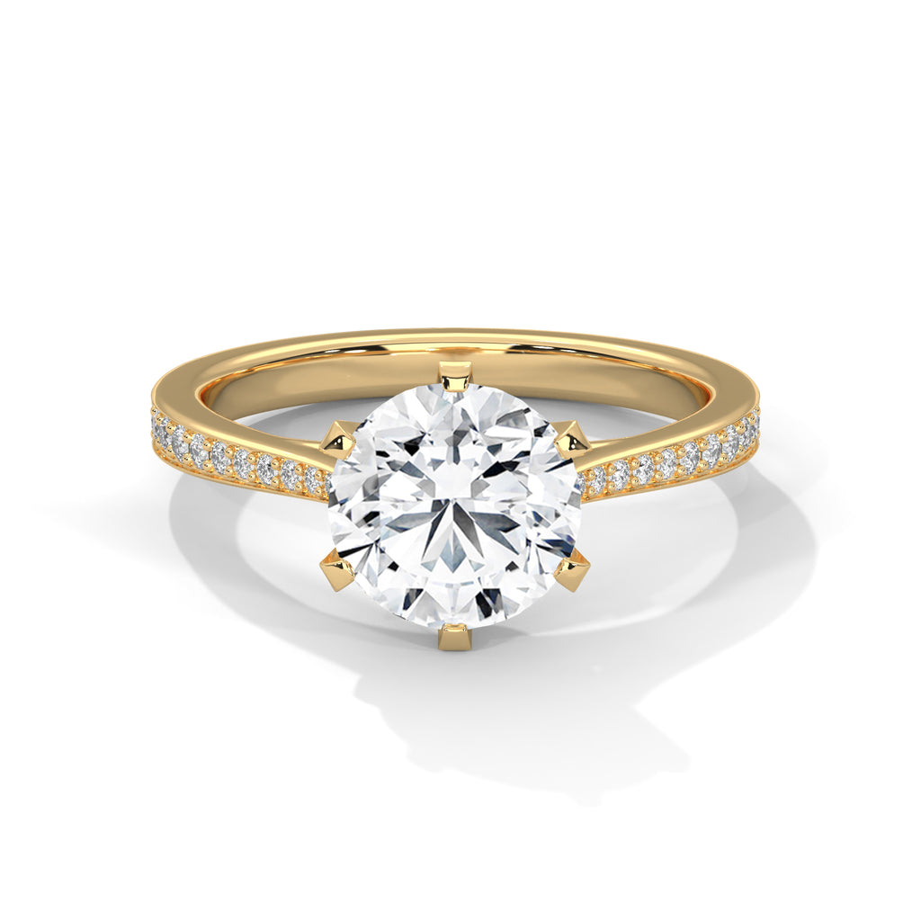 2.00 ct Round Solitaire with Pavé Band 2ct Yellow Gold