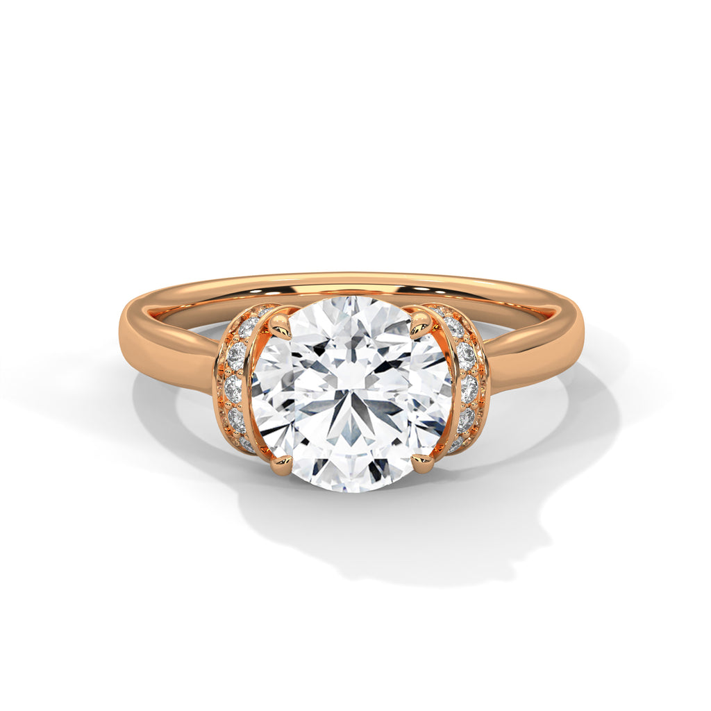 2.00 ct Round Solitaire with Hidden Halo 2ct Rose Gold