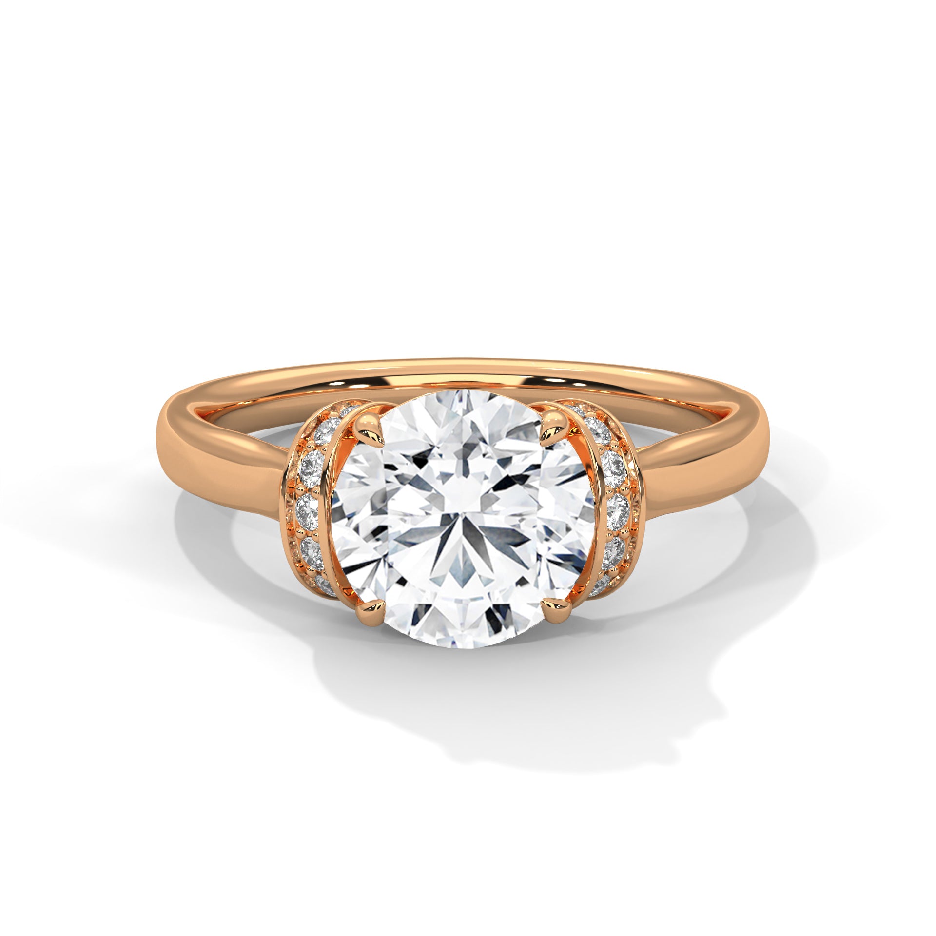 2.00 ct Round Solitaire with Hidden Halo 2ct Rose Gold
