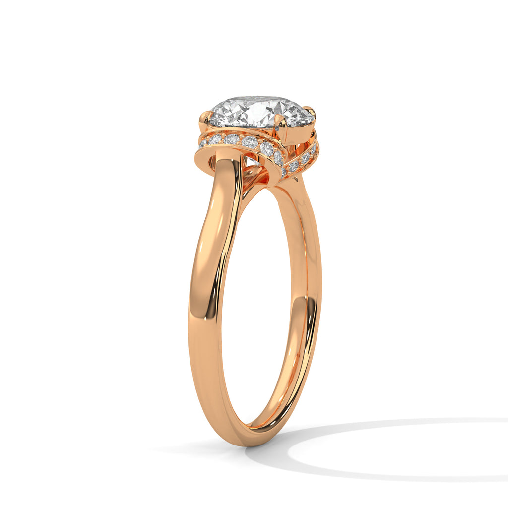 2.00 ct Round Solitaire with Hidden Halo 2ct Rose Gold