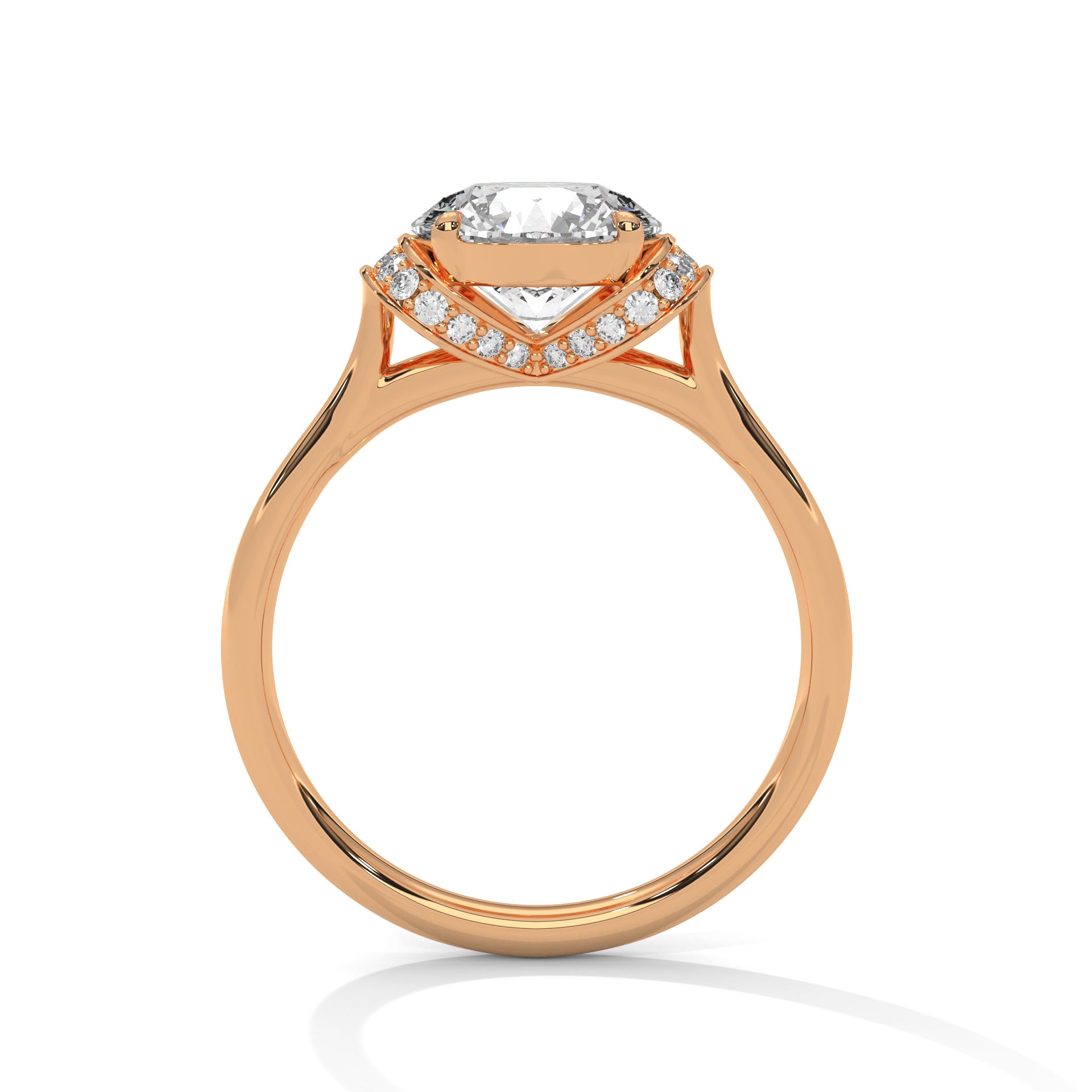2.00 ct Round Solitaire with Hidden Halo 2ct Rose Gold