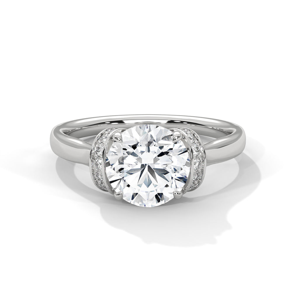 2.00 ct Round Solitaire with Hidden Halo 2ct White Gold