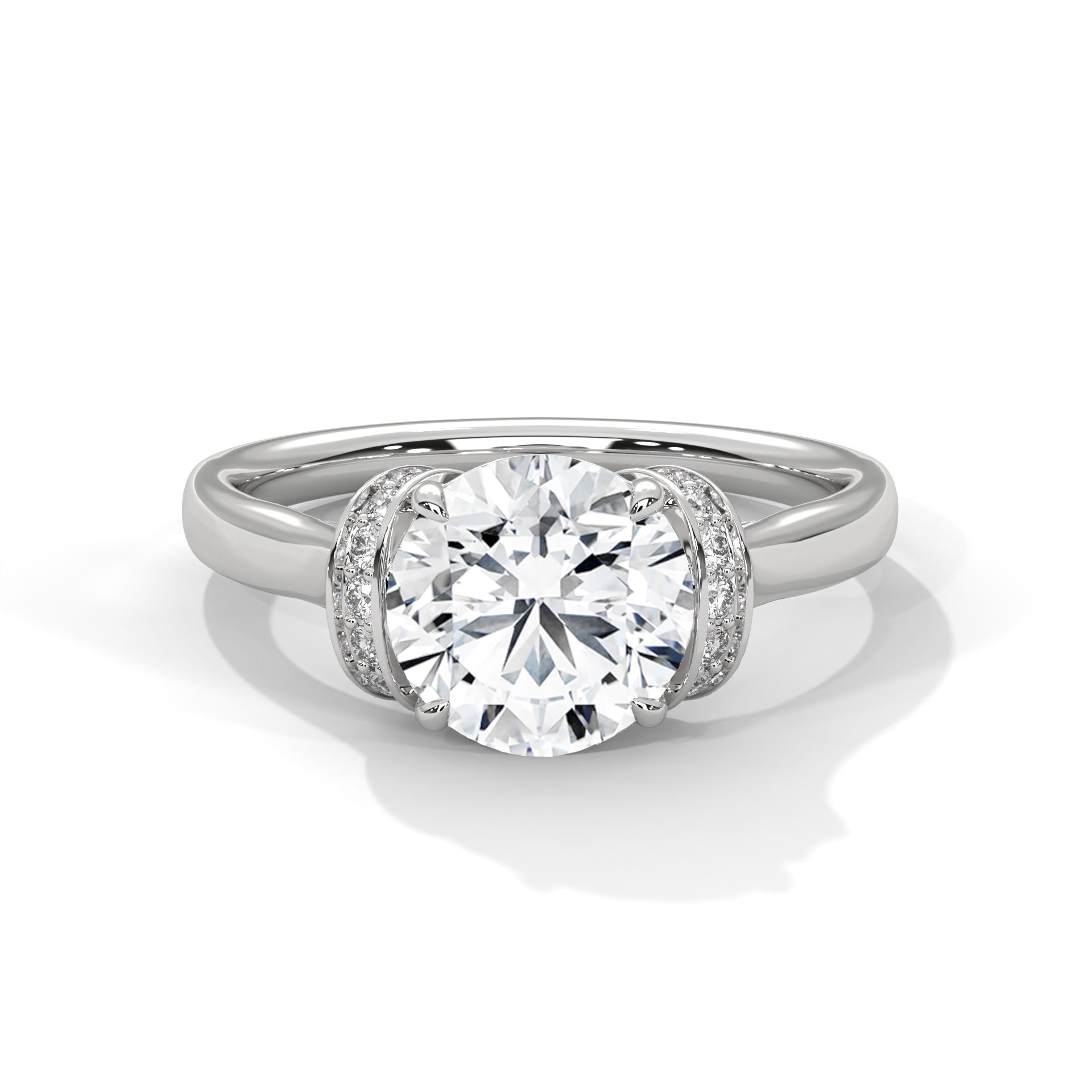 2.00 ct Round Solitaire with Hidden Halo 2ct White Gold