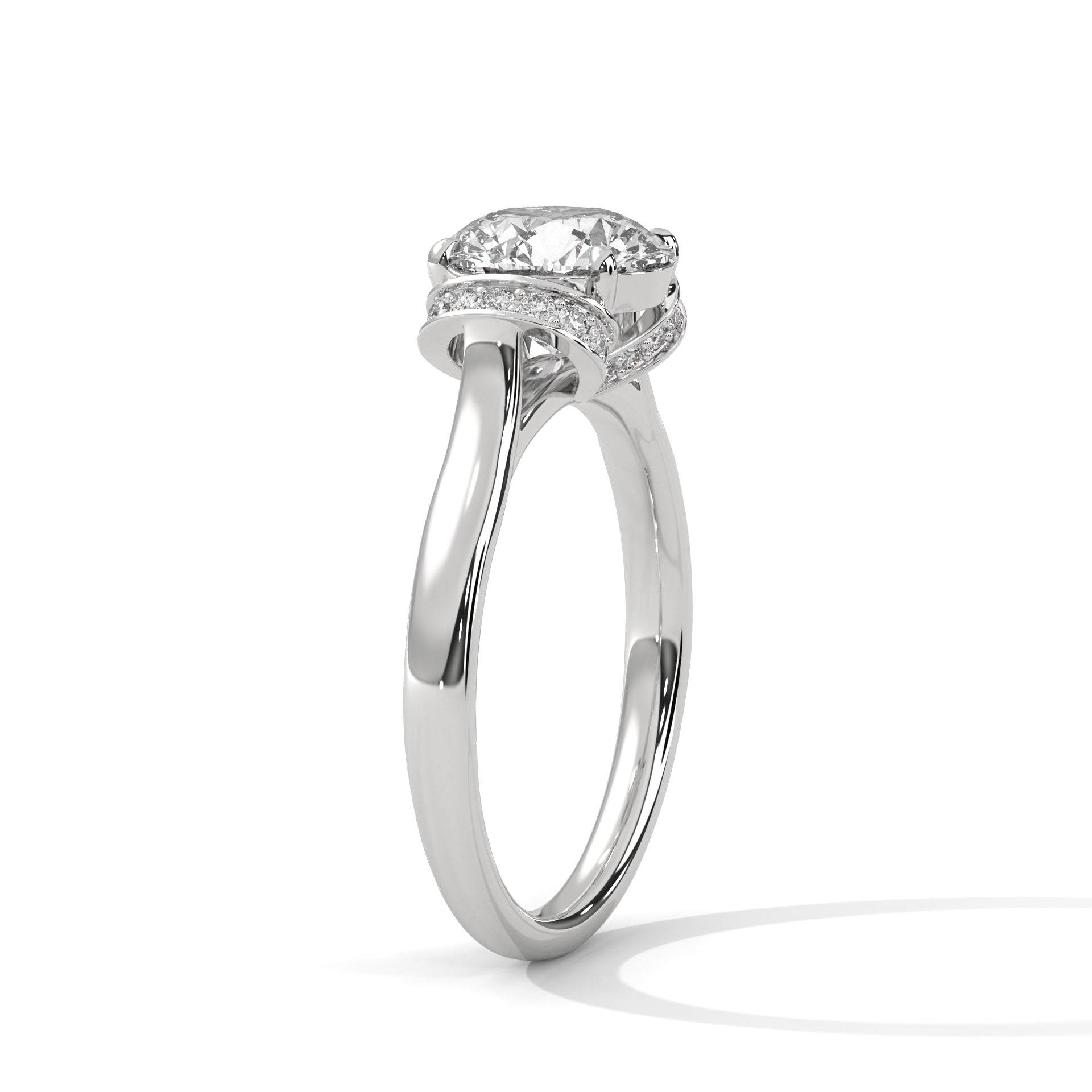 2.00 ct Round Solitaire with Hidden Halo 2ct White Gold