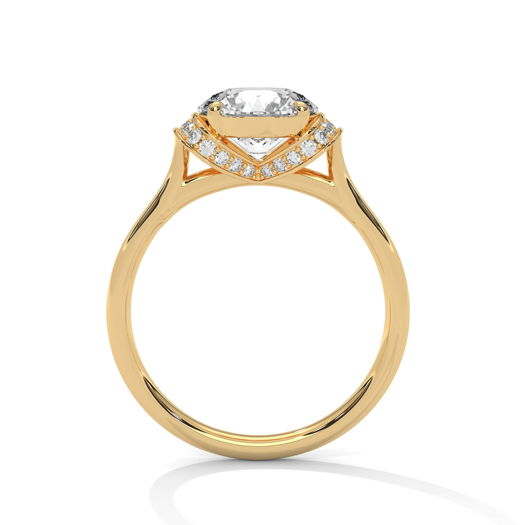 2.00 ct Round Solitaire with Hidden Halo 2ct Yellow Gold