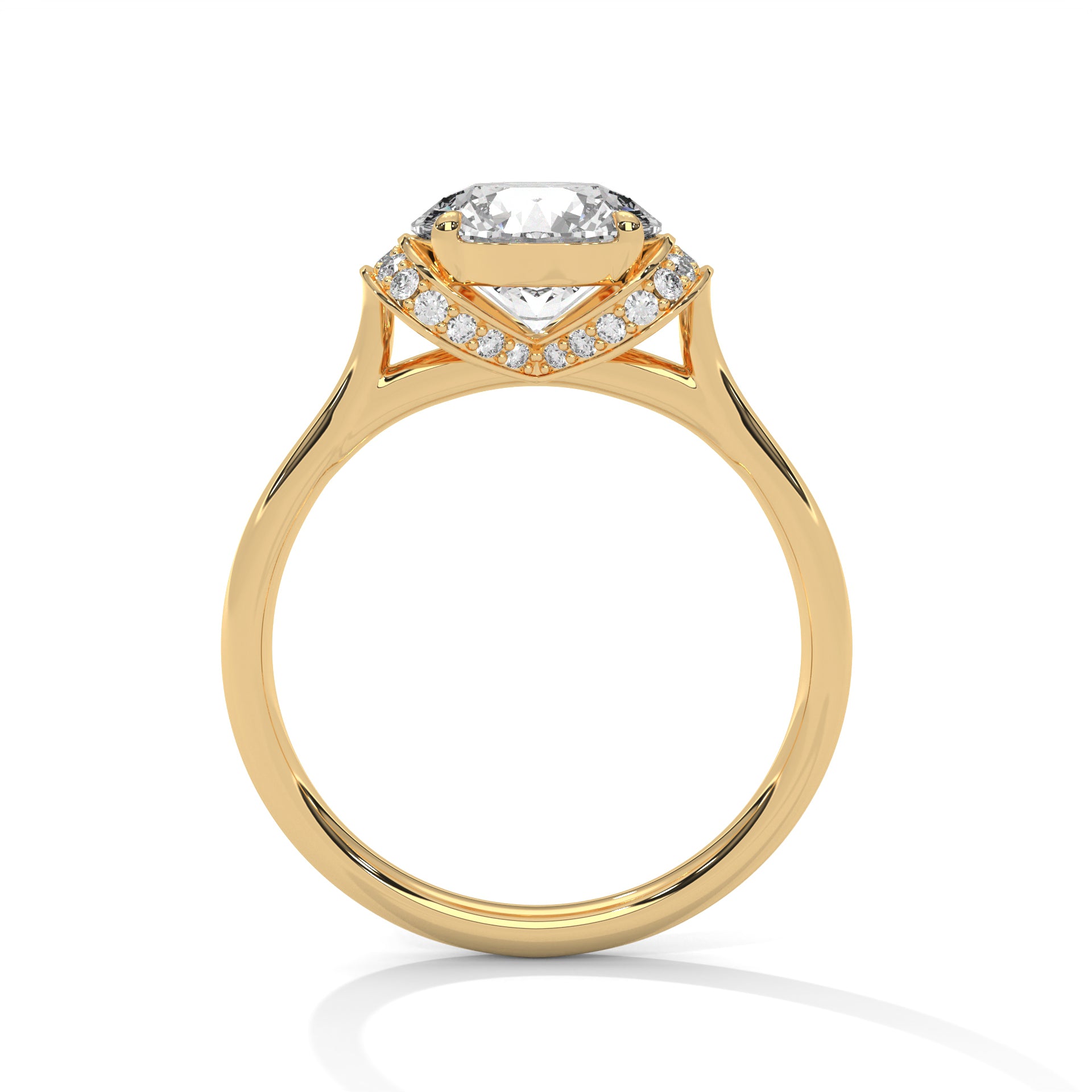 2.00 ct Round Solitaire with Hidden Halo 2ct Yellow Gold