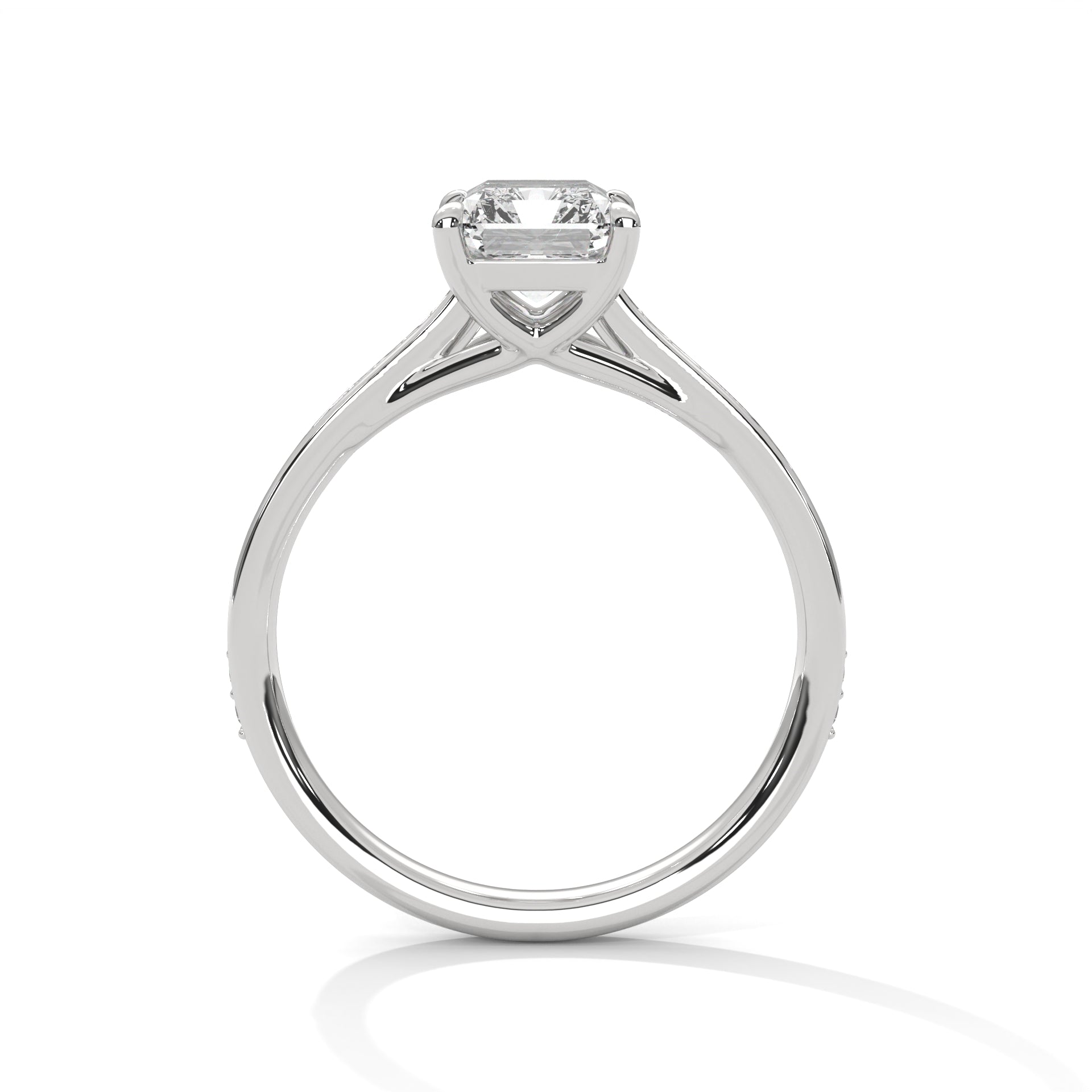 2.00 ct Emerald Cut Solitaire with Pavé Band 2ct White Gold