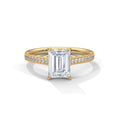 2.00 ct Emerald Cut Solitaire with Pavé Band 2ct Yellow Gold