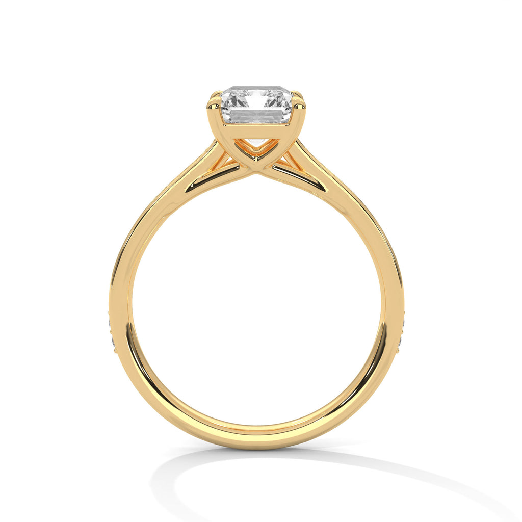 2.00 ct Emerald Cut Solitaire with Pavé Band 2ct Yellow Gold