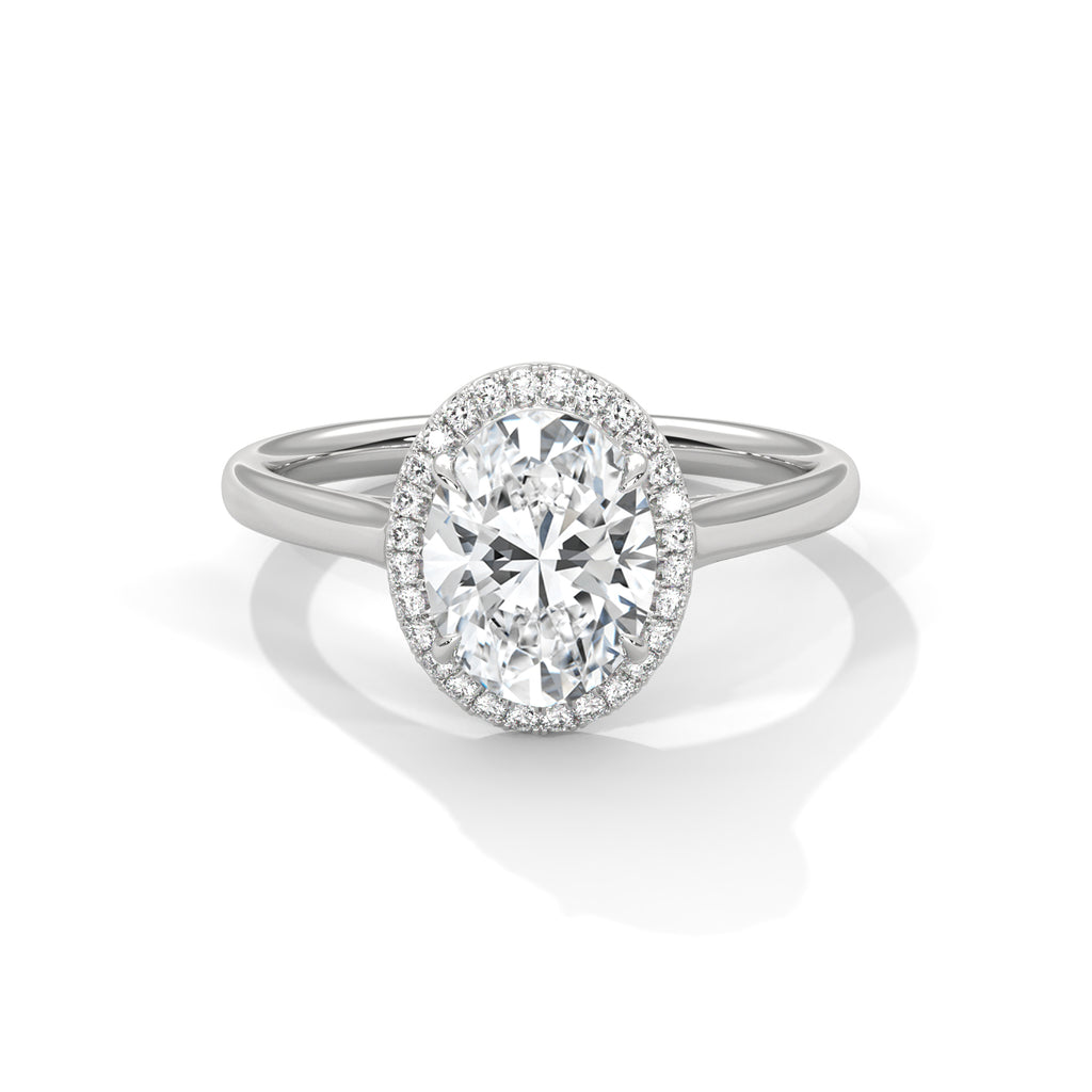 2.00 ct Classic Oval Halo Diamond Ring with Plain Band 2ct White Gold