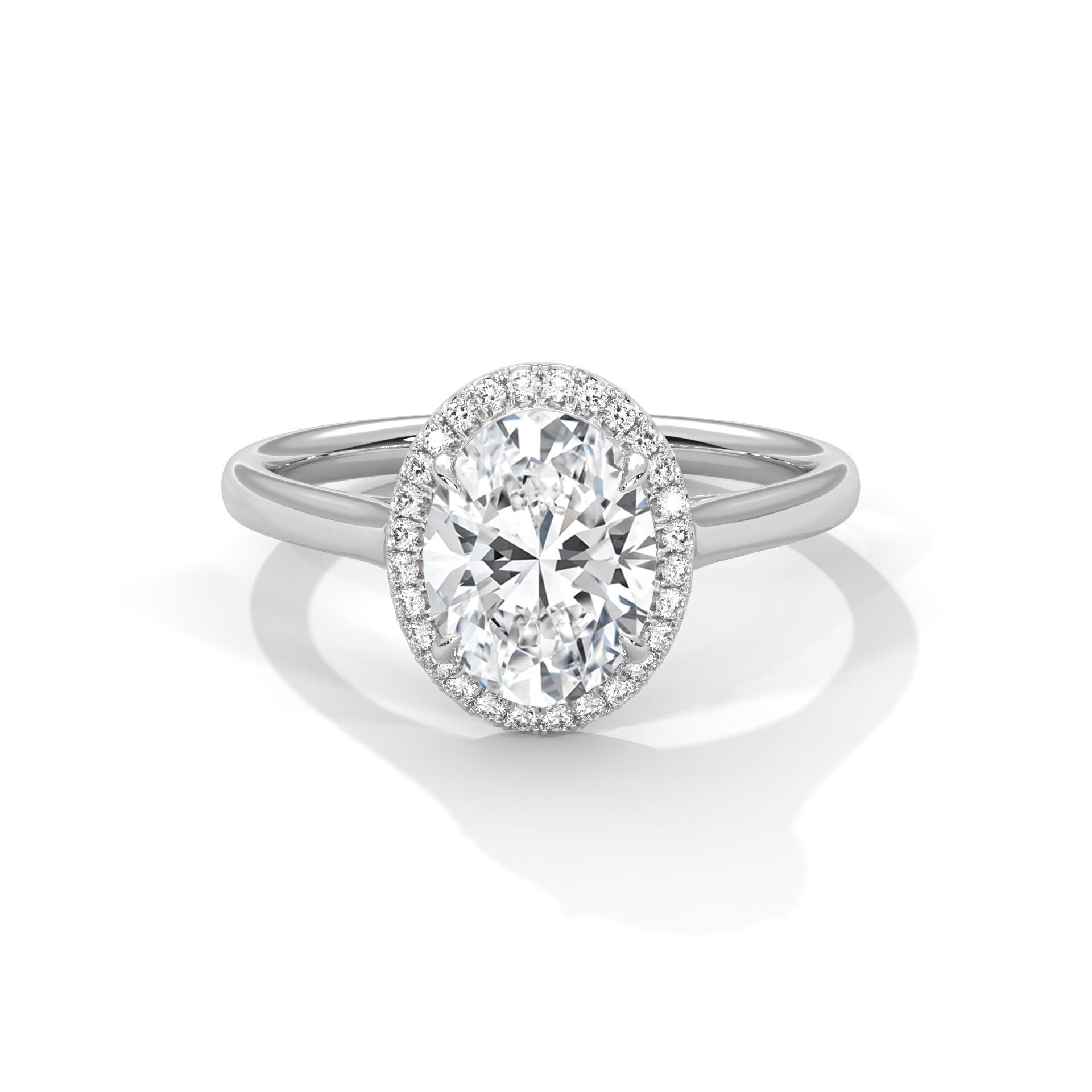2.00 ct Classic Oval Halo Diamond Ring with Plain Band 2ct White Gold