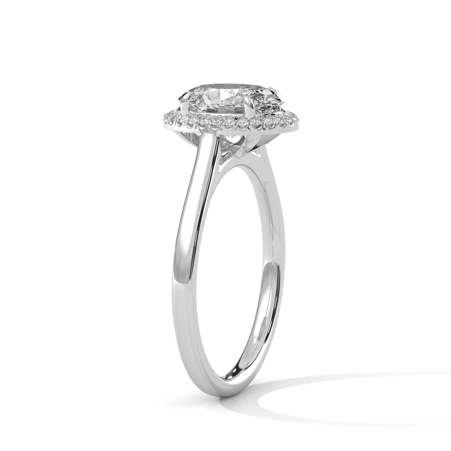 2.00 ct Classic Oval Halo Diamond Ring with Plain Band 2ct White Gold
