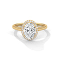 2.00 ct Classic Oval Halo Diamond Ring with Plain Band 2ct Yellow Gold