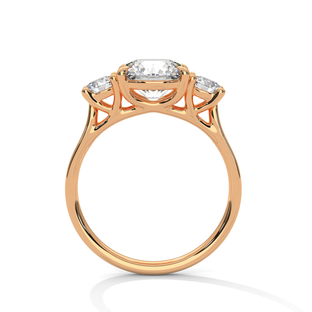 2.00 ct Three-Stone Round Cut Engagement Ring 2ct Rose Gold