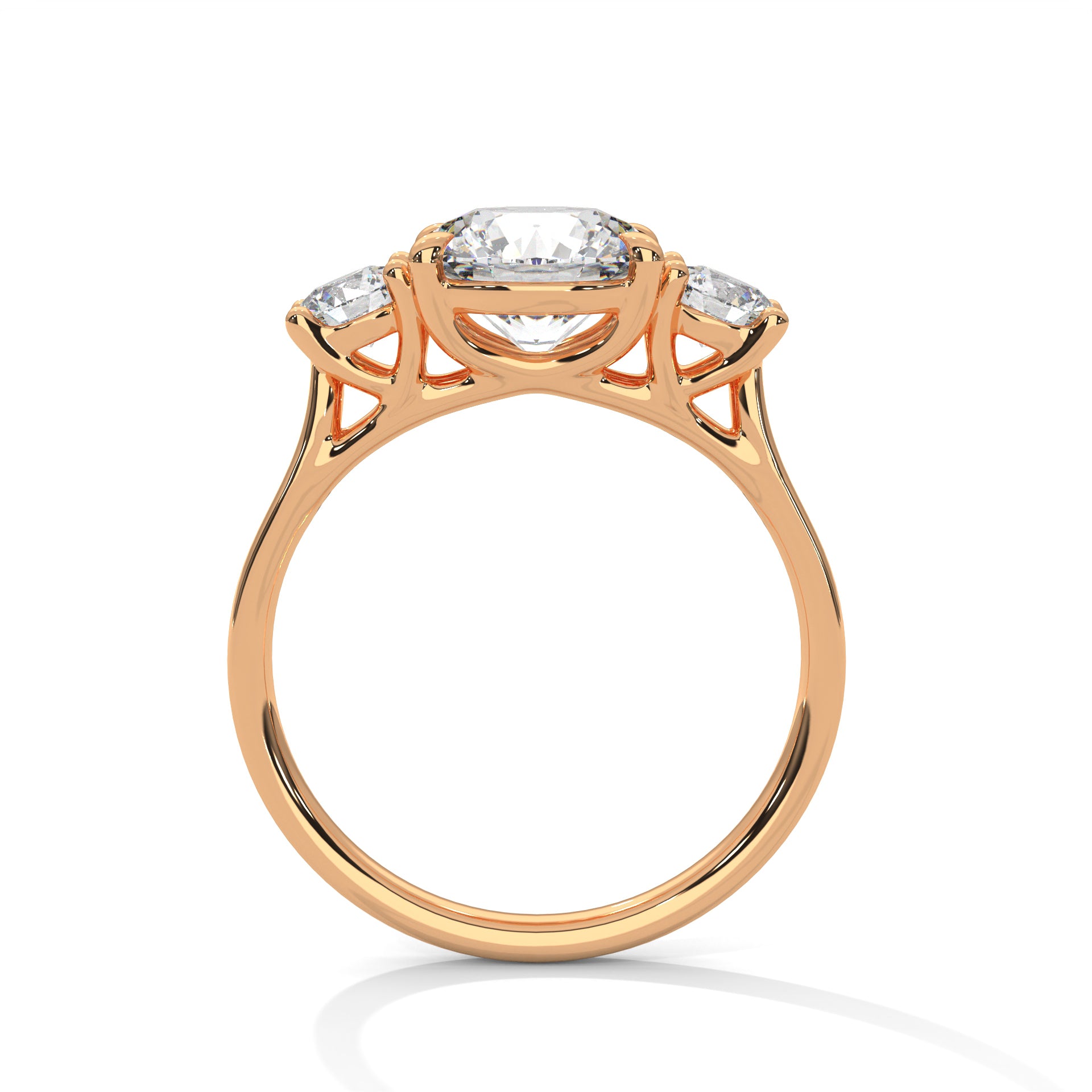 2.00 ct Three-Stone Round Cut Engagement Ring 2ct Rose Gold