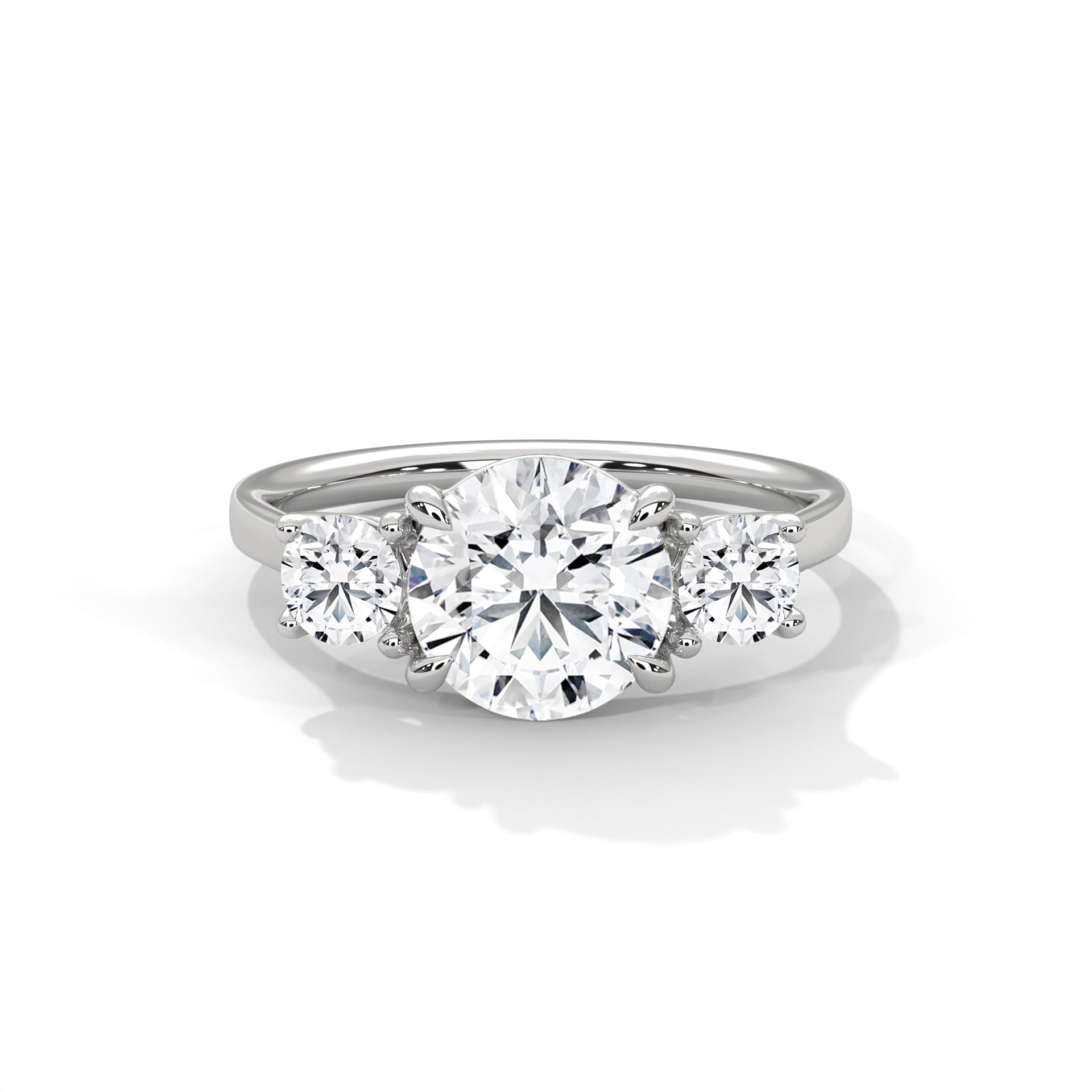 2.00 ct Three-Stone Round Cut Engagement Ring 2ct White Gold
