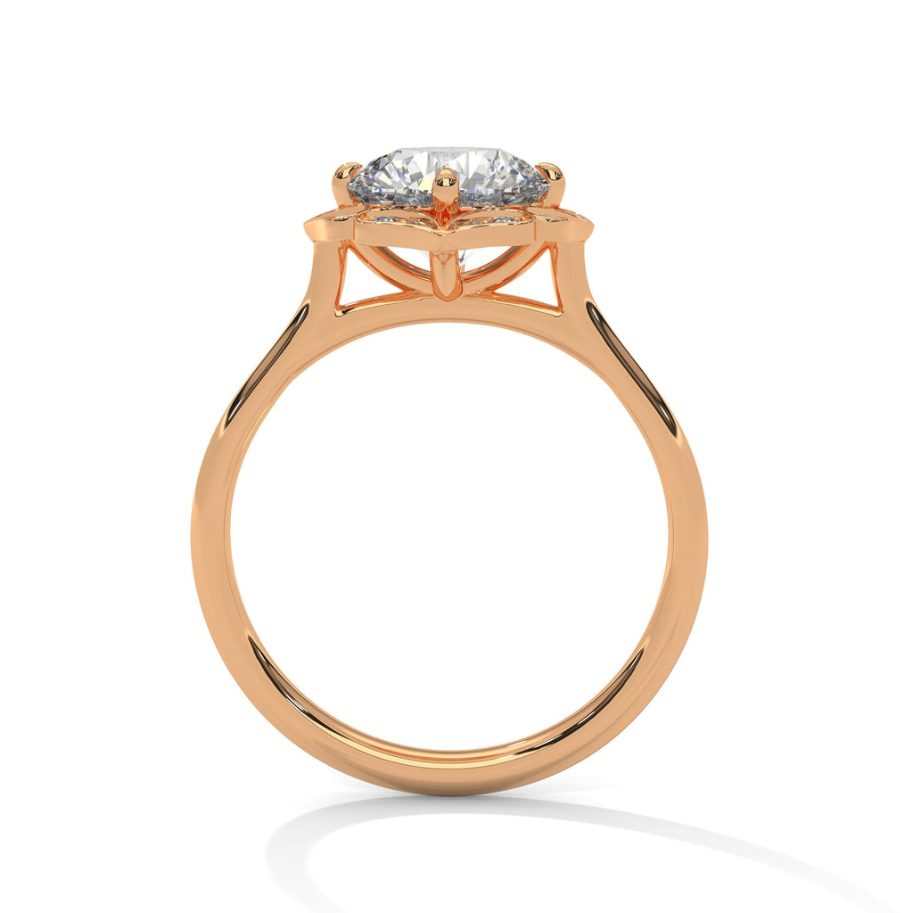 2.00 ct Vintage Style Floral Halo Round Diamond Ring 2ct Rose Gold