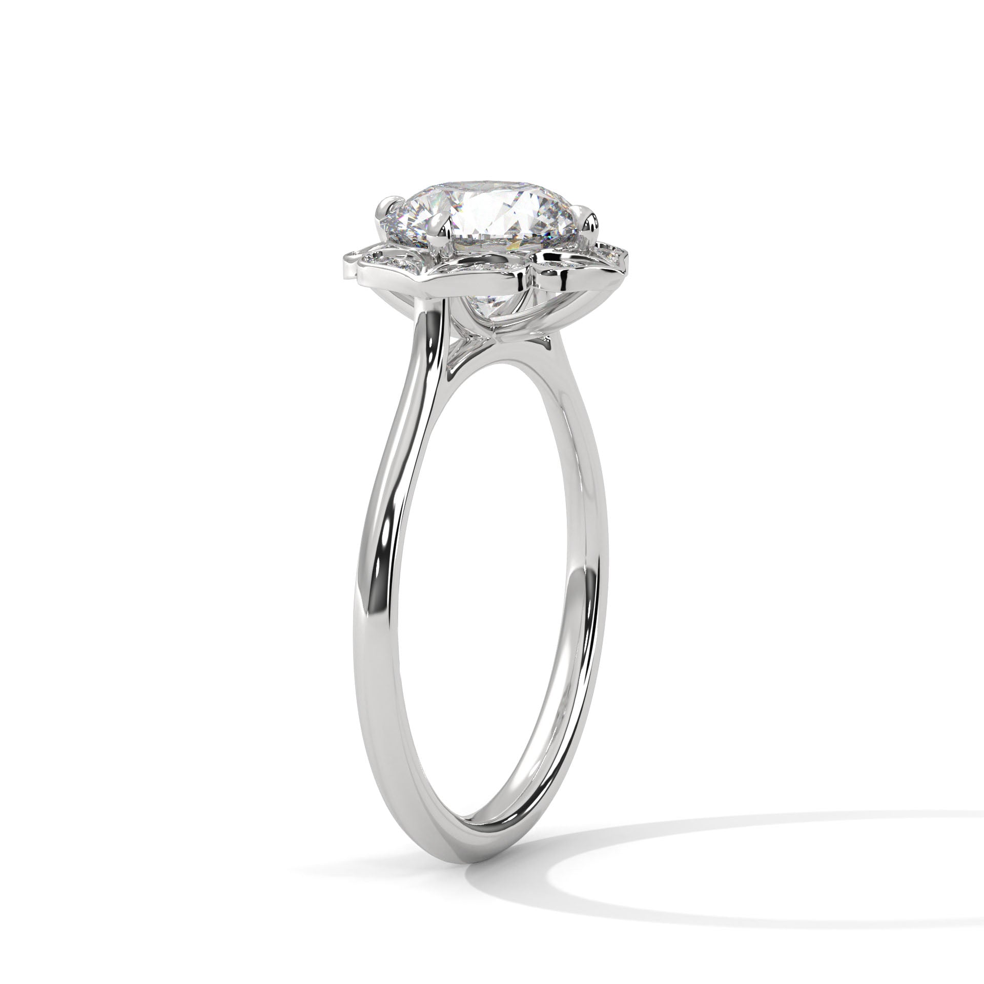 2.00 ct Vintage Style Floral Halo Round Diamond Ring 2ct White Gold