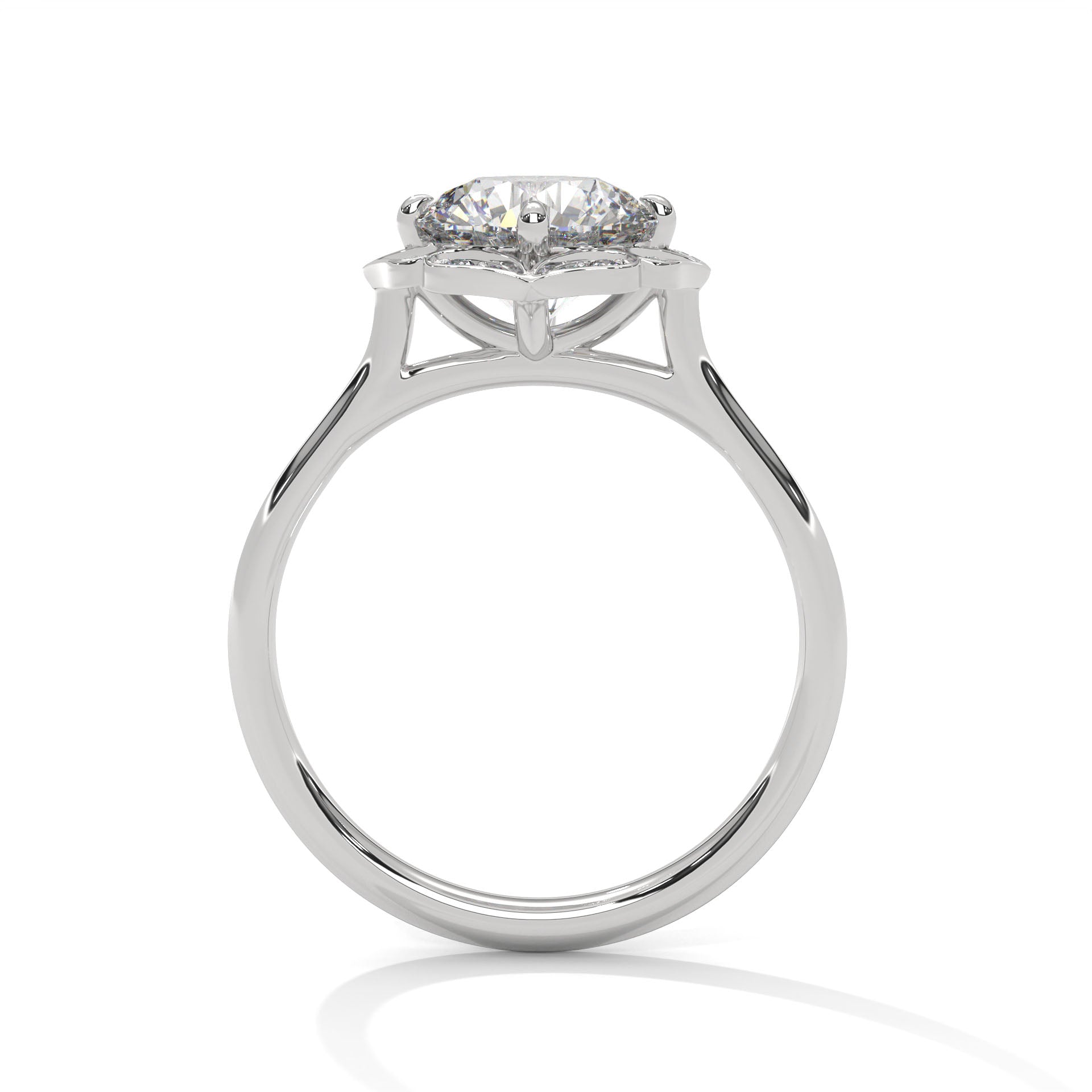 2.00 ct Vintage Style Floral Halo Round Diamond Ring 2ct White Gold