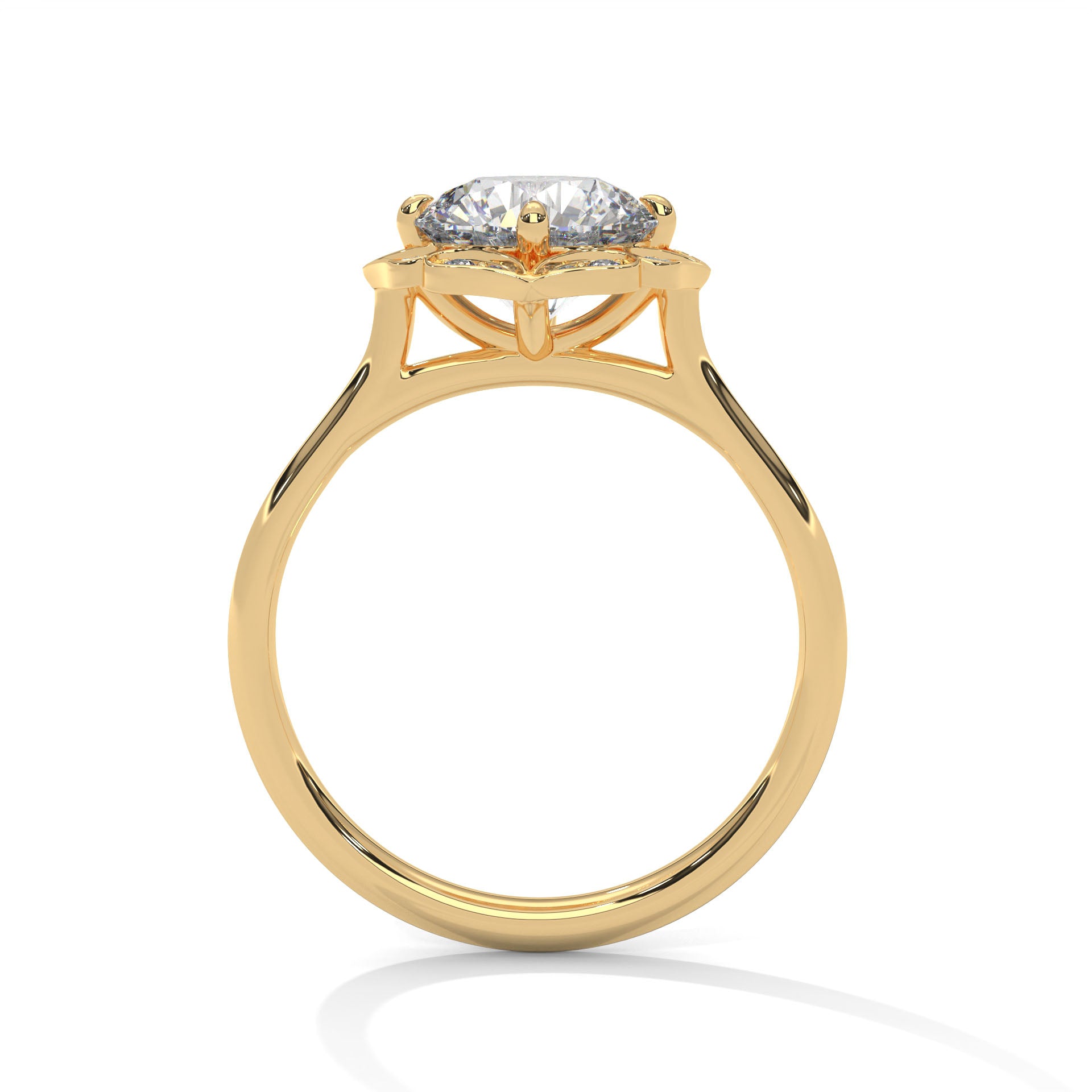 2.00 ct Vintage Style Floral Halo Round Diamond Ring 2ct Yellow Gold