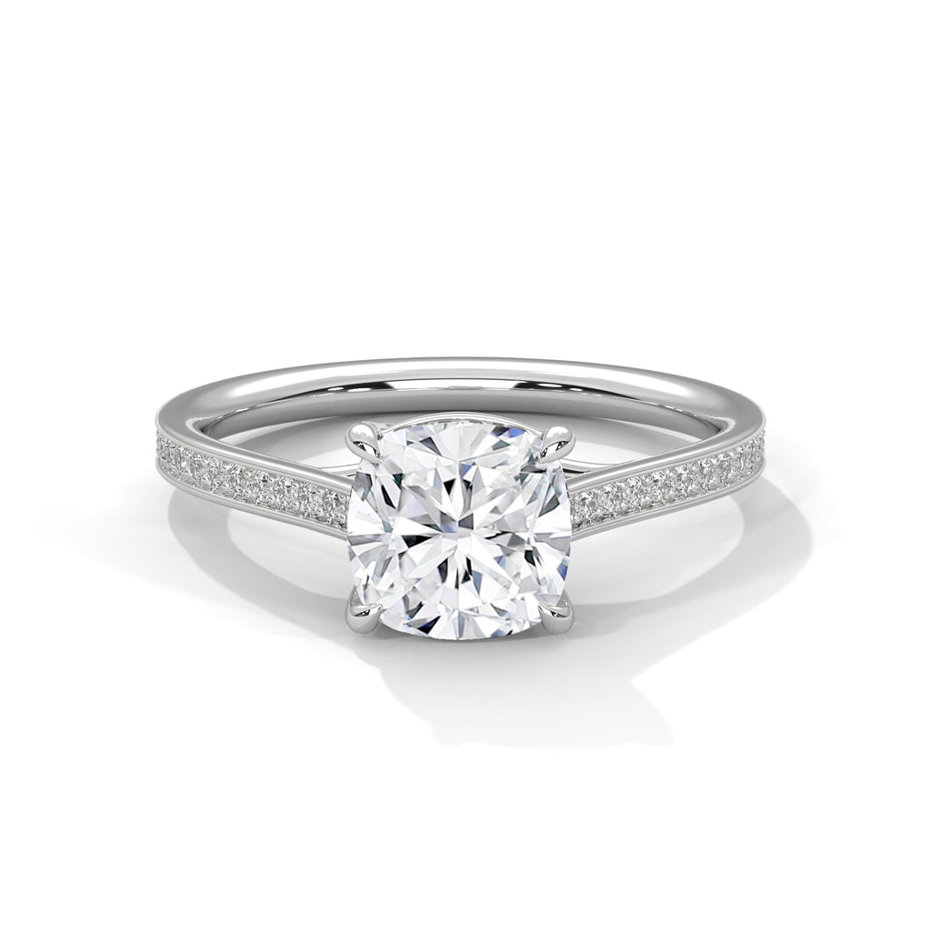2.00 ct Cushion Solitaire with Pavé Band 2ct White Gold