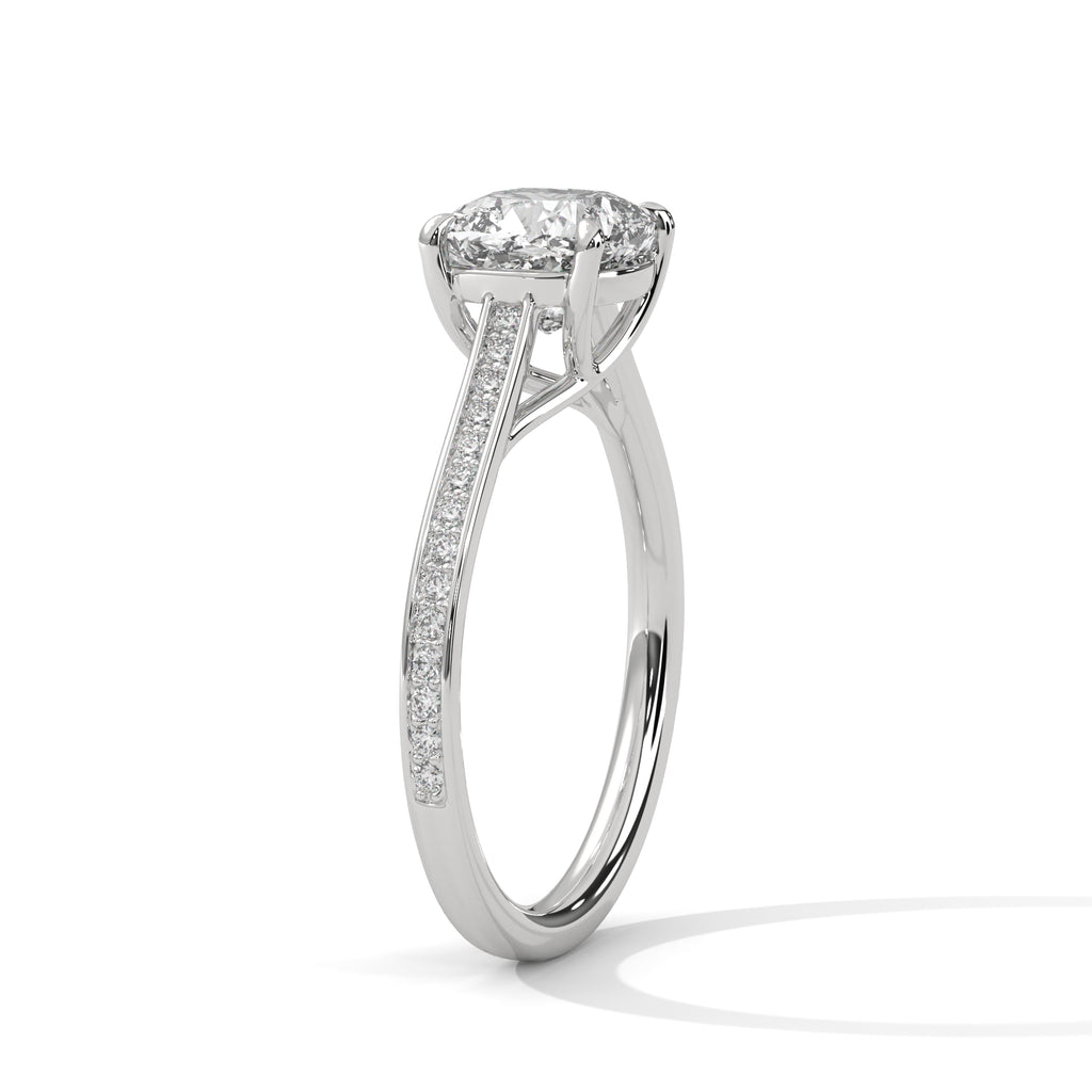 2.00 ct Cushion Solitaire with Pavé Band 2ct White Gold