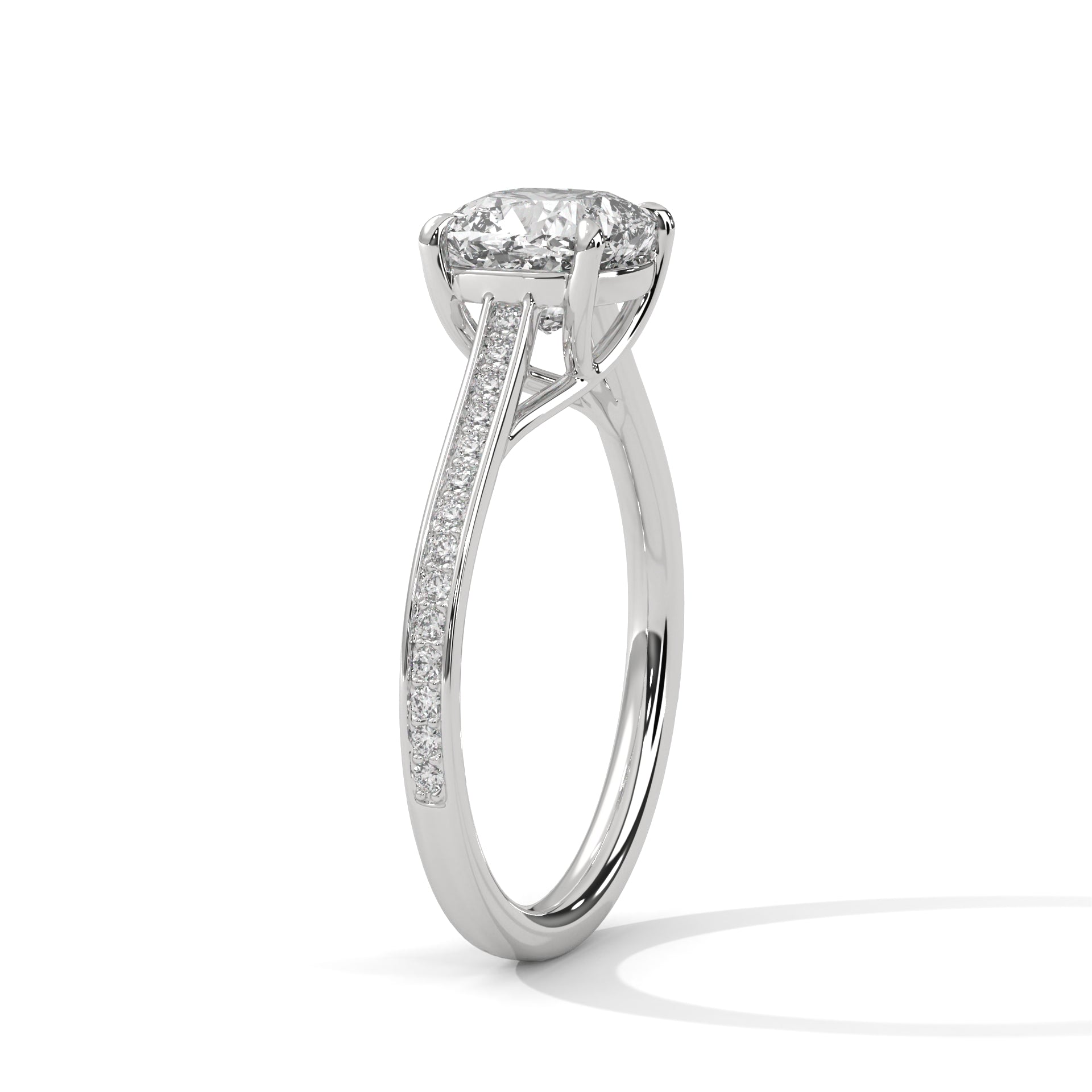 2.00 ct Cushion Solitaire with Pavé Band 2ct White Gold
