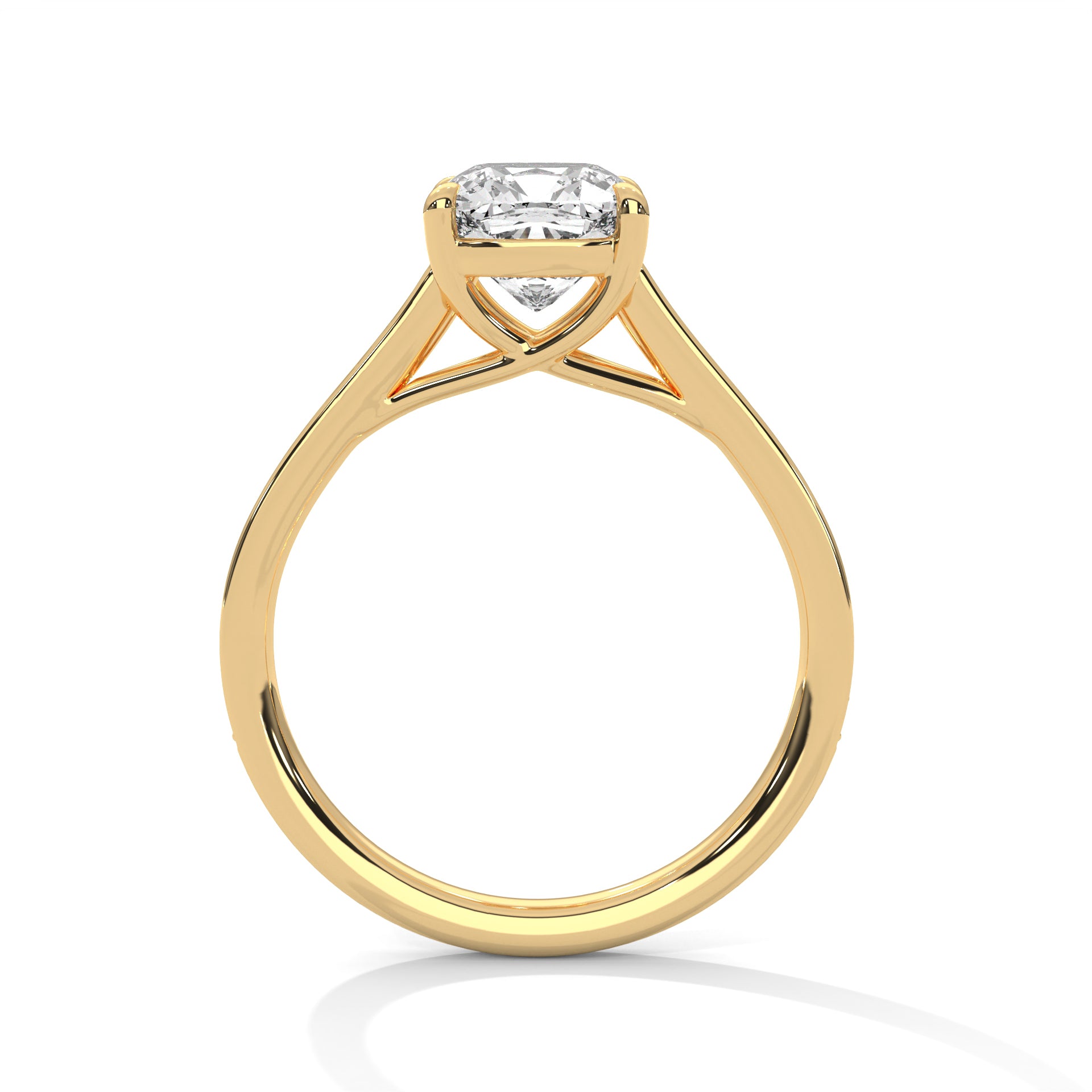 2.00 ct Cushion Solitaire with Pavé Band 2ct Yellow Gold